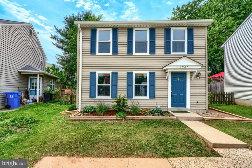 Welcome to 2907 Byron Court! This beautifully updated colonial is located in much sought-after Box Hill North and districted for Patterson Mill Middle/High Schools! Quietly situated on the back end of a cul-de-sac, this 3-bedroom, 2-bath home has been thoughtfully refreshed and is truly move-in ready. Inside, you'll find recently replaced LVP flooring (2024), fresh neutral paint throughout (2025), and newer carpet upstairs (2024), creating a bright and inviting feel from the moment you enter. The spacious living room flows seamlessly into the dining area, offering great space for entertaining. The kitchen features stainless steel appliances, plenty of cabinet space, and opens directly to the backyard through sliding glass doors. Outside, enjoy the newly replaced deck (2025), perfect for relaxing after a long day, overlooking a backyard with mature trees providing privacy and shade. Upstairs, the generously sized bedrooms include a spacious primary suite with a large walk-in closet and direct access to the full bath. Conveniently located close to shopping, dining, parks, and major commuter routes, this home offers turn-key condition in one of Harford County's most desirable neighborhoods. Additional highlights include replacement windows & sliding glass door (around 2023), replacement gutters (around 2019), water heater (around 2023), dishwasher (around 2023). Community Pool Available with additional membership/fee payment annually.