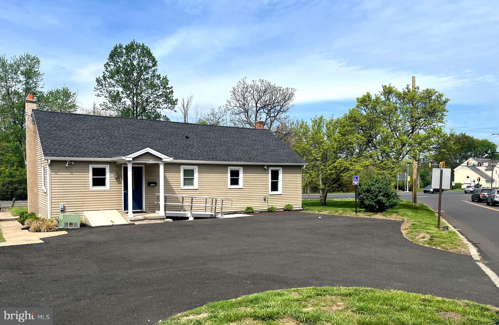 Free-standing newly refurbished 1100 Sq. Ft commercial building available NOW for leasing! Perfect location bordering Doylestown and Plumstead Townships! It’s located at an intersection with a traffic light on high traffic roads, including N. Easton Rd, (Rt 611), offering you excellent business signage and visibility! A convenient parking lot is in the back entrance of the building on Silo Hill Rd. Among the variety of options within this building space, there is a receptionist area, waiting room area, multiple office and storage room options, a kitchenette with a microwave, refrigerator/freezer, water cooler, and a separate bathroom. Everything is ready NOW for your business needs!