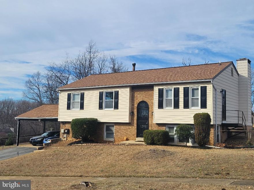 PRICE DROP.  Seller is eager to sale.  MOVE IN READY!  Eat in kitchen with pantry, stainless appliances and additional side door exit.  New lighting, fresh paint and new flooring throughout.  Three complete bathrooms renovations, replacement windows, custom shades.  Outlets replaced throughout with new wires, laundry room large enough to expand the lower bath.  Fenced yard with two sheds and deck.   NO HOA, New Roof (1yr);  Community Park and Bike Share in walking distance, MGM National Harbor, Tanger Outlet 10 minutes away, metrobus accessible to park and ride.