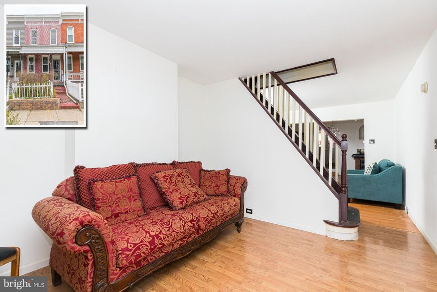 AFFORDABLE & CHARMING PORCH FRONT FEDERAL HILL ROWHOME LOCATED CLOSE TO RESTAURANTS & STADIUMS!  Vinyl wood flooring throughout, main level w/ a living room, den, separate dining room, and kitchen, upper level w/ 2 bedrooms and 1 full bath, and a rear patio.  Potential to add more living space by adding a 3rd level addition.  Perfect opportunity for an investor looking for a renovation project or to use as a rental.