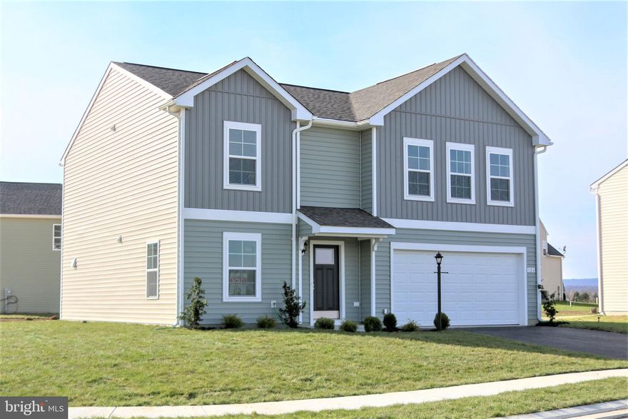 This home boasts large living spaces, ample bedroom sizes, spacious walk in closets and upper laundry. The kitchen has an upgraded stainless steal appliance package, upgrade cabinets, kitchen island with pendent lights and quartz countertops. Located in a brand new community, convenient to shopping, commuter access of I-81 and the closest new home construction to the Maryland border. Buy now, move in Oct./Nov. Setup your time for a tour today!