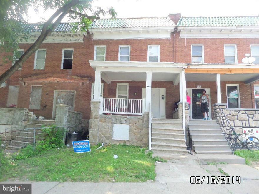 Solid brick row home welcomes you with a large, covered front porch, nice sized rooms and central location convenient to shopping, parks and major roads.  Stop by today.