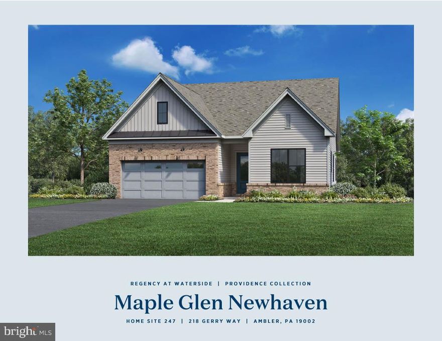 Welcome home to Regency at Waterside and the Maple Glen Newhaven featured in our Providence collection. This Quick Move-in home is available for a December occupancy. This open concept home design boasts one story living at its finest including   3 bedrooms and 2 baths on the main floor along with a separate office, and inground basement.    A fabulous kitchen with gourmet stainless steel appliances and  large center island is wonderful for entertaining guests.  The highlight of our amazing community  is our 10,000 square foot clubhouse featuring an indoor pool, bocce courts,  fitness center , putting green, dog park and so much more.