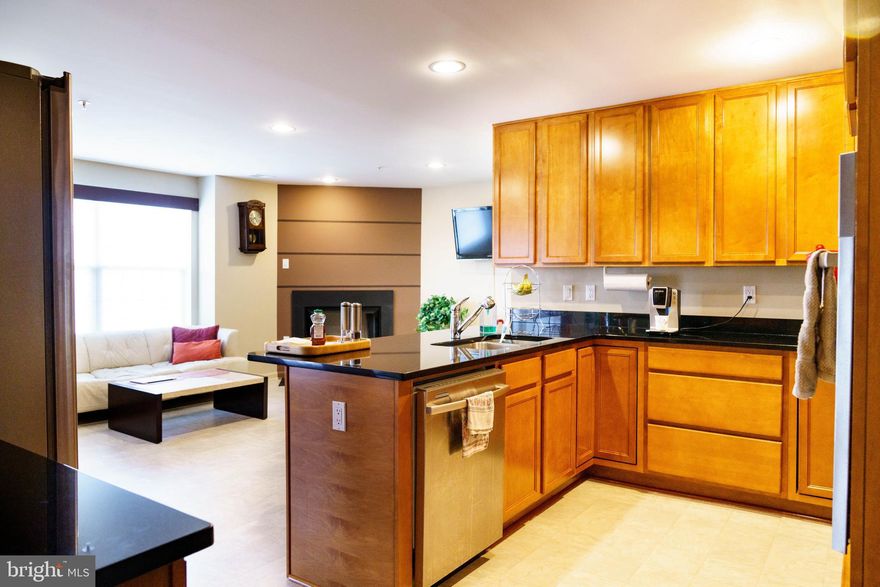 Very spacious and meticulously maintained condo, on the (top) 5th floor, with an open floor plan and hardwood floors throughout. This unit has a large owner suite, with sparkling hardwood floors, a large walk-in closet, and a luxurious bathroom. The bathroom has double sinks, a shower stall, and a separate sunken jacuzzi tub. The gourmet kitchen includes a 4-burner cooktop, all stainless steel appliances, and wrap-around granite countertops. The new owner will enjoy immaculate hardwood floors and recessed lights throughout the condo, along with a gas fireplace and a built-in office space in the living room. Step onto the balcony for some fresh air and spectacular views of the Red Run's natural open spaces!! The laundry/mechanical room includes a washer and dryer, water heater plus room for storage. The owner gets one pre-assigned parking spot in the underground garage, when you have guests, there's plenty of parking in the rear of the building. You and your family have access to a huge lap community pool, and tennis courts and the local high school has a track with plenty of space to exercise outside. This condo is where luxury and convenience intersect, you will have a 5-minute walk to restaurants, and shopping areas as well as a 5-minute drive to the Metro (subway) Center (more shopping and food!!) and I-795.