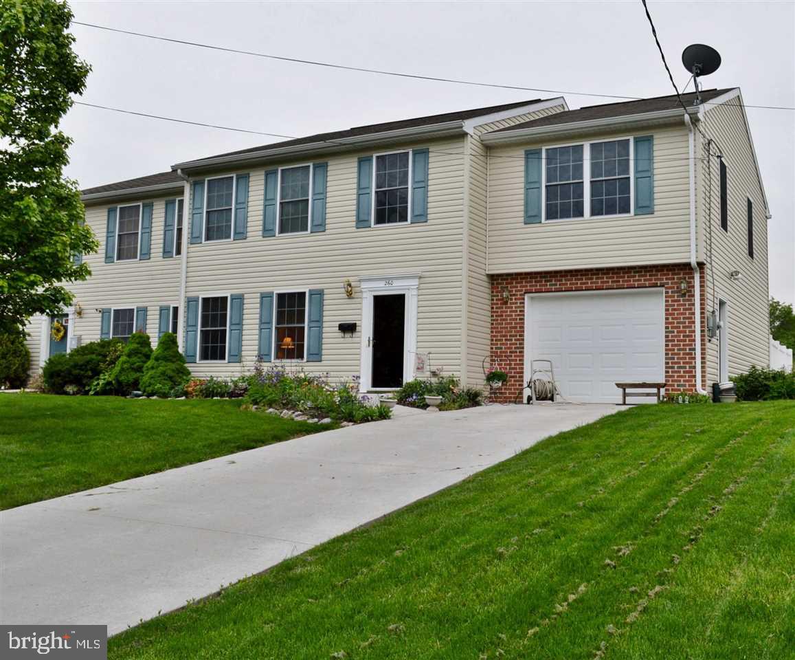 This end unit town home has been well maintained and features 4 bedrooms, 2 full and 1 half baths, an oversized one car garage, patio and fenced rear yard. A spacious eat in kitchen with breakfast island features all major appliances, a large pantry, dining area and access to the patio. There are no HOA fees and the home is conveniently located within walking distance to the community pool and is close to Dickinson College and downtown Carlisle. Economical gas heating and cooking is an additional bonus.