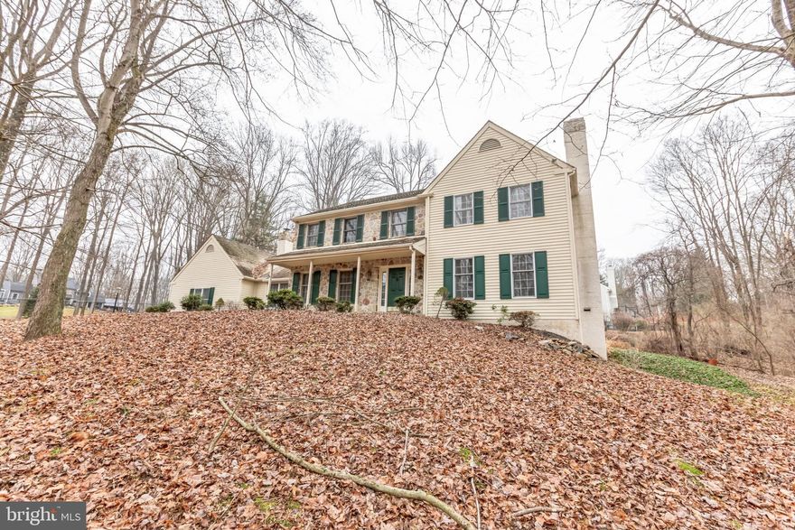 Nestled within the coveted Waterford neighborhood in Chadds Ford, this enchanting center hall colonial boasts 4 bedrooms, 2.5 baths, and gracefully occupies a 1 acre corner lot. Eagerly awaiting the touch of a new owner to revive its potential, this home serves as a blank canvas for personalized transformation. Step through the front porch and into the foyer, where the possibilities to mold this residence into your dream home unfold. The spacious formal living room, adorned with a wood-burning fireplace, establishes a captivating ambiance for delightful gatherings with guests. Seamlessly connected, the dining room flows into the generously sized eat-in kitchen, offering an ideal space for culinary enjoyment. Cozy evenings beckon in the family room, featuring a floor-to-ceiling stone fireplace that exudes warmth and character. An adjacent study off the kitchen invites the creation of a convenient home office. Completing this level are a powder room and a practical laundry room for added convenience. The upper level unveils three ample-sized bedrooms, accompanied by a hall bath featuring a tub/shower combination. The main bedroom boasts a generous walk-in closet, a separate dressing area with a whirlpool tub, and a standalone shower. Descend to the walk-out basement, offering versatile potential for use as a finished space, a workshop, or additional storage. A screened porch off the kitchen extends to a deck, providing an idyllic setting for outdoor entertaining. Situated in the acclaimed Unionville-Chadds Ford School District, this home enjoys proximity to shopping, grocery stores, and the serene beauty of Brandywine Creek State Park.