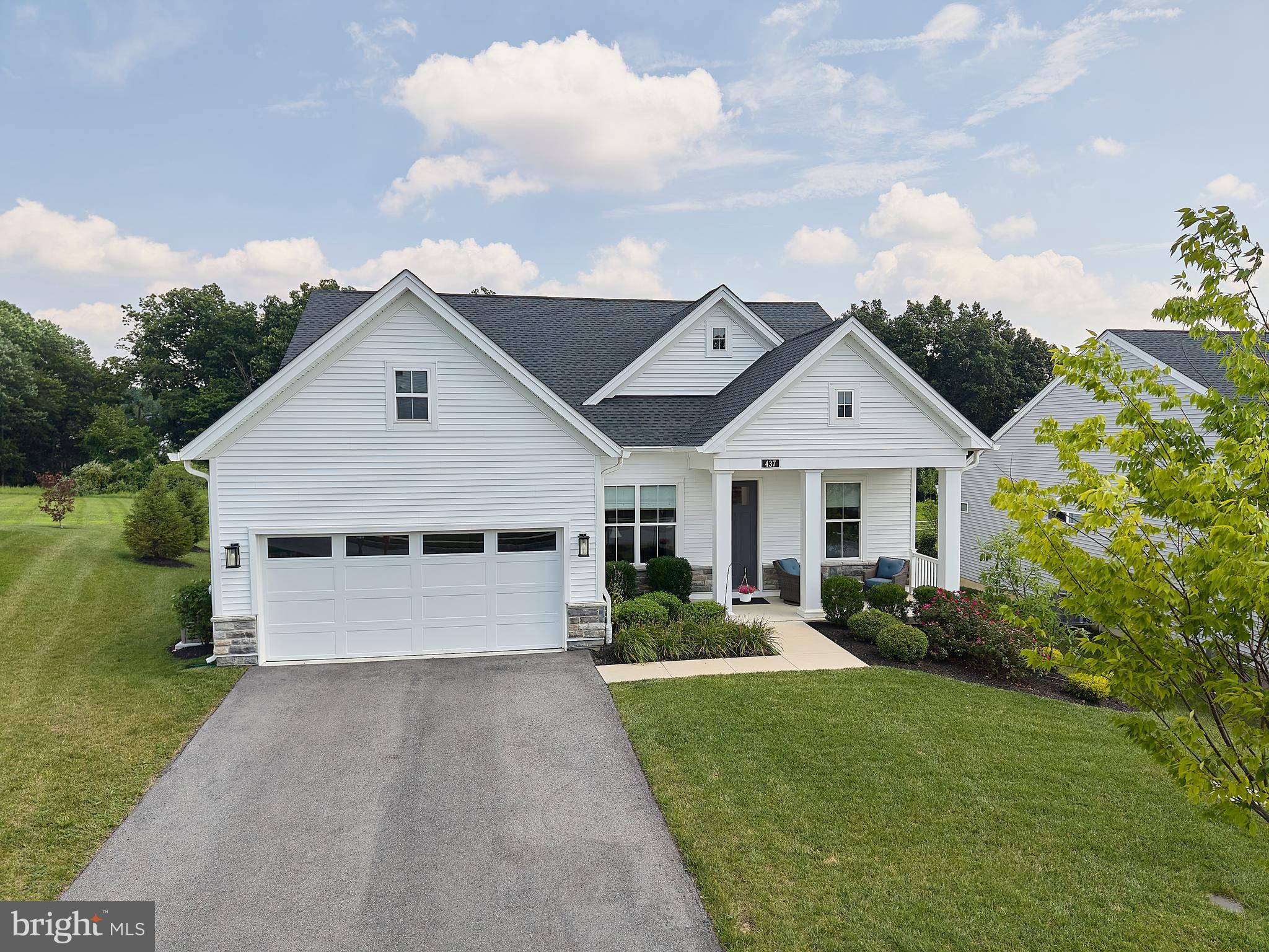 Welcome to 437 Mustang Rd.— the FIRST single-family resale in the sought-after 55+ community of Preserve at Marsh Creek in Downingtown. This 3-year-young home is situated on a premium lot and has been thoughtfully enhanced with over $150,000 in total upgrades, offering the perfect blend of luxury, function, and low-maintenance living.
From the moment you enter, you’ll notice the 2 bed + office/hobby, 2 full bath expanded floor plan — with enlarged great room, dining room, and primary suite totaling 2233 sq. ft. — along with high-end finishes throughout: custom hardwood flooring, quartz countertops, upgraded cabinetry and fixtures, and a luxurious primary bath package. Additional upgrades include walk-up attic storage, gas fireplace, enhanced lighting, and top-tier plumbing and tile selections.
After moving in, the owners continued to elevate the space with custom window treatments, designer lighting, a whole-house generator, and fully outfitted California Closets.
Preserve at Marsh Creek offers a vibrant, amenity-rich lifestyle with a resort-style pool, clubhouse, fitness center, pickleball/tennis courts, walking trails, and a full calendar of social events — all nestled in scenic Downingtown, just minutes from Marsh Creek State Park and everyday conveniences.
This is a rare opportunity to own a move-in ready, extensively upgraded home in a highly desirable 55+ community — don’t miss your chance!