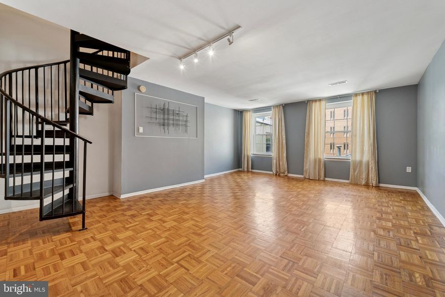 This 2-story condo offers a spacious and versatile living area on the first floor, which is large enough to accommodate a living room set, office, and dining room table. Ascend the spiral staircase to find a generously sized bedroom complete with an en suite bathroom and an in-unit European washer/dryer combo. The condo boasts ample closet space and direct hallway access to both floors, which makes moving in a breeze. Located on the 3rd floor of a converted brownstone condo building, the property comes with a low condo fee, spacious community outdoor rear patio with direct street access and bike parking, ensuring a comfortable and cost-effective living experience. HVAC, AC Compressor, and water heater were all replaced in Spring/Summer 2022, so you can enjoy low maintenance living for years to come!Located in the heart of Washington Square West, just one block from Kahn Park, which hosts free outdoor concerts throughout summer. Enjoy everything living in Center City Philadelphia has to offer with easy access to the Gayborhood, Old City, & Washington Square.

Condo Community Information - Condo association pet policy allows one dog, one cat and one dog, or two cats. AirBnB’s and other short-term rentals are strictly prohibited; rental agreements must be a minimum of 6 months. Smoking is not prohibited inside the building or inside the units.