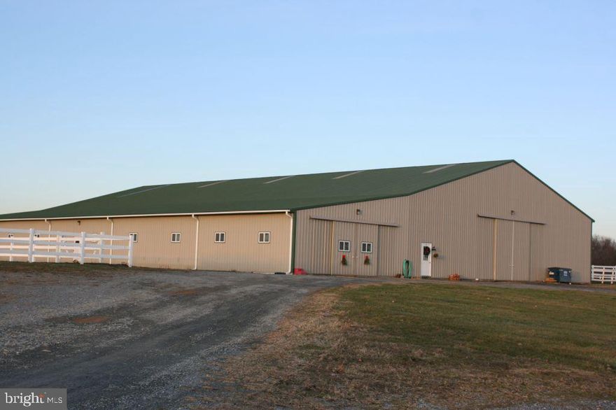 Top Noth Equestrian faculty on 15.77 acres.  Including 80x160 indoor arena, 20 horse stalls, Office, 3 tack rooms with 1 with laundry hookup, 2 wash racks.  Large outdoor riding ring and additional round training pen. 5 large pastures for grazing.  Property includes .82 building lot for residential use.  Property is serviced by public water and sewer and natural gas.  Close to Route 30, Lancaster, York and Harrisburg.