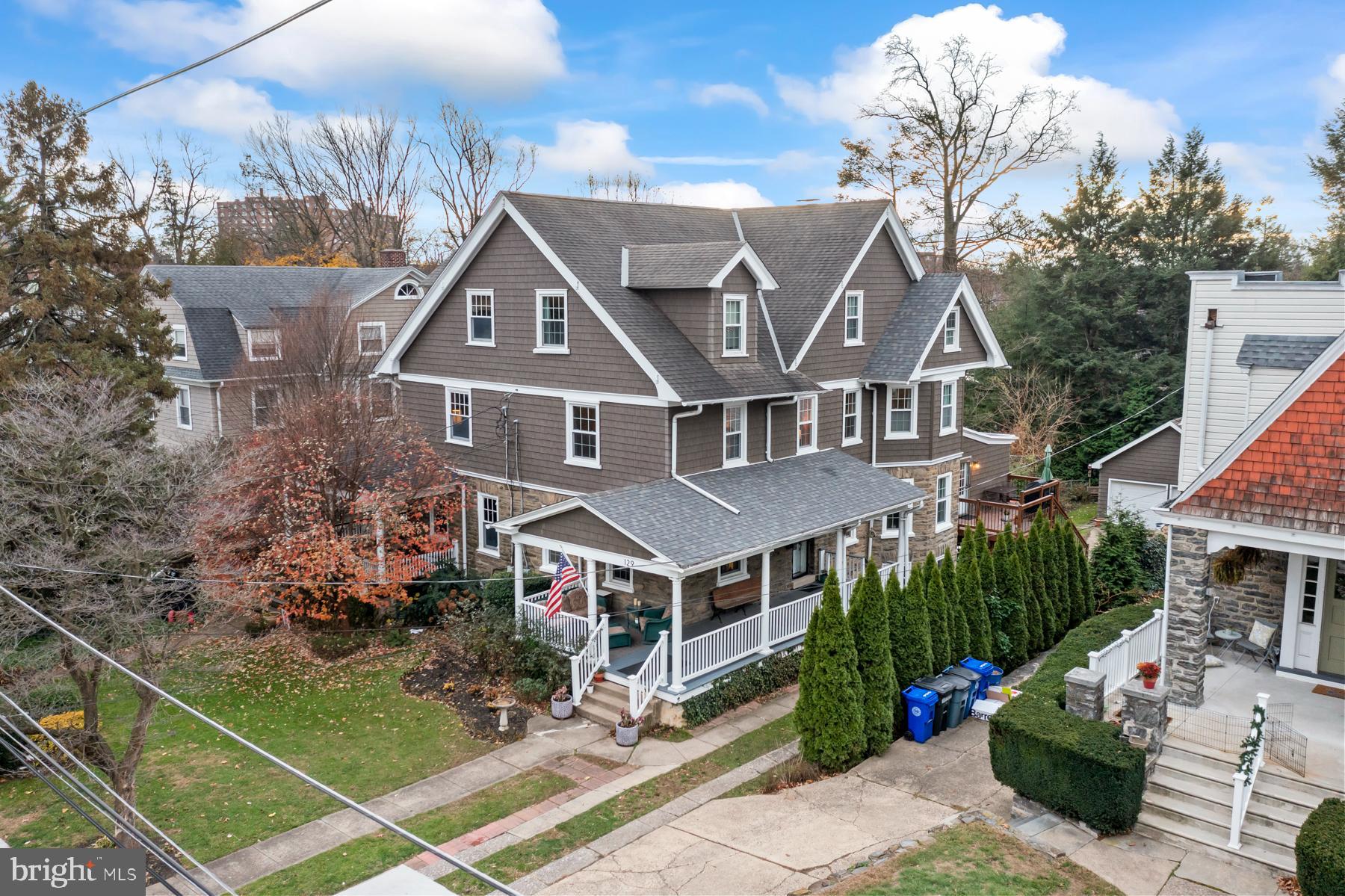 Absolutely Gorgeous 3-Story Jenkintown Borough Twin Home with 5 Bedrooms 2.5 Bathrooms, Central A/C, detached 2 car garage.  A comfortable welcoming front porch greets you and leads you aound to the front door. You enter the stunning foyer to find a coat closet to your immediate left and 1/2 bath across the room. To the far left is a large front living room with plenty of space for entertaining or relaxing.  To the right of the Foyer, just beyond the main staircase is an absolutely gorgeous dining room with a 3 window bump out and an amazing built-in display cabinet with plenty of storage beneath. There is also a back staircase. On to the kitchen which is open and airy. The kitchen features an Island with seating and electrical outlets, space for a  breakfast table/casual dining table, double wall oven, gas cooktop, built-in microwave, dishwasher, granite countertops and plenty of cabinet space.  There is a door to a recently rebuilt deck that leads to the backyard, driveway, and garage.  From the kitchen is a staircase leading to the expansive partially finished walk-out basement with great flexible living/storage/utility space. (I’m going to run out of space describing this place so make your appt and come see it in person, quite honestly I can’t do it justice). 2nd FLOOR: The Primary bedroom is a good size BUT, it has an attached dressing room with a walk-in closet which is connected to the elegantly remodeled full bath with a beautiful spa-like walk-in shower. Before you enter back in to the hall there is a 2nd-floor laundry room,  There is another large bedroom on this floor. 3RD FLOOR: There’re two large and one smaller (used as an office) bedrooms with a full bath with a shower/tub combo.  

Every bit of work and every upgrade the current owners have done has been noted in a spreadsheet (dates & Contractor) and a very detailed Seller’s Property Disclosure.  The home was pre-inspection and items in the inspection addressed.  Please take the time to read through them and don’t hesitate to have your agent ask any questions.  Showings begin Thursday Morning.  

Jenkintown Borough is about a half square mile with its own highly rated small school district consisting of Jenkintown Elementary, Middle and High Schools (K-12).  It’s a wonderful small walkable community with fine restaurants, bars and lots of boutique shops.  There are many community events throughout the year (Arts Fest, Summer Music Series, Parades, Santa  (the real one) visits, Chili Cook off, et al) There are many opportunities to volunteer and become part of the community. This home is a short walk to Jenkintown/Wyncote Regional Rail Station, Noble Station, the Elementary, Middle and High schools and Jenkintown Town Square.  The Historic Hiway Theater shows current feature films and classic films.