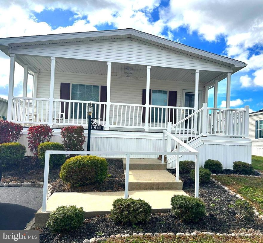 Introducing a residence, never before listed, in beautiful Neshaminy Falls 55+ Active Adult community. Featuring low lot rents and a brand new elegant clubhouse with top-tier ammenities (outdoor heated pool, community bus service, and an on-site activities director offering a variety of community events). Completed in  2017, this 2 bed 2 bath home is move-in ready and feels brand new. A large, covered front porch welcomes all as you enter the home. Inside you will find open concept living, including a spacious living room, large eat-in kitchen and plenty of natural light. You will love the flow of this home. Central air and heat provide comfort no matter what the season, new water Heater installed in 2024, and all electric utilities keep your finances simple. A shed is included to accommodate any additional storage needs. Don't miss your opportunity, schedule your showing today!