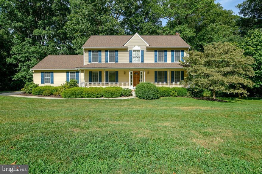 Well located near the Maryland Polo Club  and Elkridge-Harford Hunt Club off Fallston Rd and Jarrettsville Pike, Glenoak Drive is the quiet non through street you've been looking for. Right away you'll notice this home is a short walk to the Jarrettsville-Fox Meadows Recreation Complex with beach volley ball court, Field hockey, lacrosse fields, picnic area, pavilion and nearby pond.   Original owners since 1989 have well cared for their home and made many updates over the years. A wooded 1.75 acre lot slopes to the rear and backs to the West Branch stream.  Notice the 2019 architectural shingle roof, and imagine  spending time in your rocking chair on the  44x5 front porch. Enter  through a solid wood front door to the 14x10  two story foyer with wood floors and winding staircase.  In the foyer there is a powder room, coat closet and room for a chair or two. The foyer is well lit by a chandelier and full size window. Notice the large 16x13 living room with chair rail molding and windows to the porch. Choose to go upstairs, or go to the 13x13 dining room,  or maybe the 19x13 Eat-in kitchen with bump out.  2020 Granite counter tops, tile back splash, two pantry's and Island.  All kitchen appliances convey. From the kitchen, enjoy the view of the all brick, wood burning fireplace in the 18x13 Family room. A newer Sliding Door to the 10x8 deck make a great place to Bar-B-Que or enjoy the view of the wooded  rear yard with play set and picnic table. There is also a main floor 7x6 laundry room with a deep sink and LG washer and dryer. Access here to the 24x22 two car garage with high ceilings and auto door opener. The second floor host three very spacious bedrooms. A 17x16 master bedroom with walk-in closet and separate dressing area, 12x9 master bath with soaking tub, separate shower, dual sink vanity and water closet. The open to the foyer hall leads to another full bath with a shower-tub combo. Two more bedrooms 15x12 and 12x12 are much larger than most new construction. The lower level has rear walk-out sliders and 42x26 feet of possibilities.  A 2019 Carrier Heat Pump with programmable T-Stat and plumbing rough-in for another bathroom.  A 6 gpm well  when drilled at 200 feet, newer pressure tank, concrete septic tank that's be regularly serviced. This home will sell fast, so don't delay your appointment.