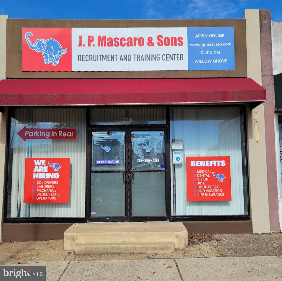 High Visibility Retail Location..Center of strip, facing well traveled York Rd at cross road of South (Easton Road). Renovated space in recent years to include a finished basement together with the upstairs space of 1438 sq. ft. it affords approximately 2,500 sq. ft. of space, including (1) ADA Bathroom on first floor and (1) full bath on lower level. The property is in a prime in-town location, only one block from Septa Rail line in to Center City going South and Warminster North and Septa Bus stop in front of the strip. Plentiful parking available behind the building (about 80 shared spaces). This location features excellent drive-by-traffic and good accessibility for customers.