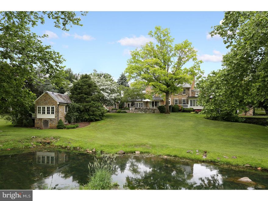 A noble, tree-lined drive meanders through captivating grounds to "Gateshead Farm," a gorgeous gentleman's estate set among Bucks County's most prestigious roads. On over 42 pristine acres, this historic manor house compound boasts an antique barn outfitted as a private office, a springhouse, in-ground pool, pool house, 14 stall horse barn, an outdoor ring, indoor ring and 12 paddocks! The 6 bedroom, 5.5 bath manor house overlooks two majestic ponds and a meandering stream. Inside, authentic historic details exude from every room: random width floors, beamed ceilings, antique millwork and doors, magnificent fireplaces and breathtaking views. Outside, the expansive property offers lush landscaping and mature perennial gardens complemented by stone walls, stone walkways, patios and outdoor verandas. Truly magnificent!
