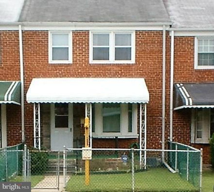 Well-maintained 3 bedroom rowhouse, with central air, gas heat, wall-to-wall carpeting, 1 yr old windows and new roof just waiting for you to call it home! Covered front porch for enjoying spring, summer, and fall seasons. Fenced yard.  Convenient to churches, schools, shopping, and dining out. Easy access to I-695/I-95 and just a short distance to Baltimore City.
