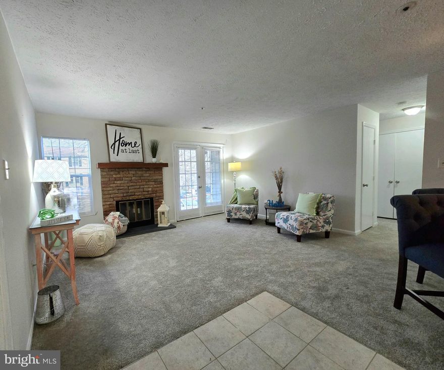 What a great price for your new home,  2 bedroom 2 bath condominium....best home with the best price in the community!
Convenience at it best....no flights of steps to climb, no grass to cut, only to live your best life!
Ground floor corner unit  now available for you....just bring your bags and move right in!  
Perfect timing to cozy up to the warmth of the fireplace.... french doors walk out from the living room and primary bedroom.  Condo has 2 spacious  bedrooms and 2 full baths, primary bedroom with primary bath, large closet, abundance of natural sunlight. 
New carpet, LVL flooring, quartz countertops, new HVAC, newer washer and dryer, freshly painted and clean!
LOCATION, LOCATION, LOCATION!  Easy commute to DC, Fort Meade, NSA.... 
Are you a  Federal employee and have to go back to the office, this is the perfect place for you!!