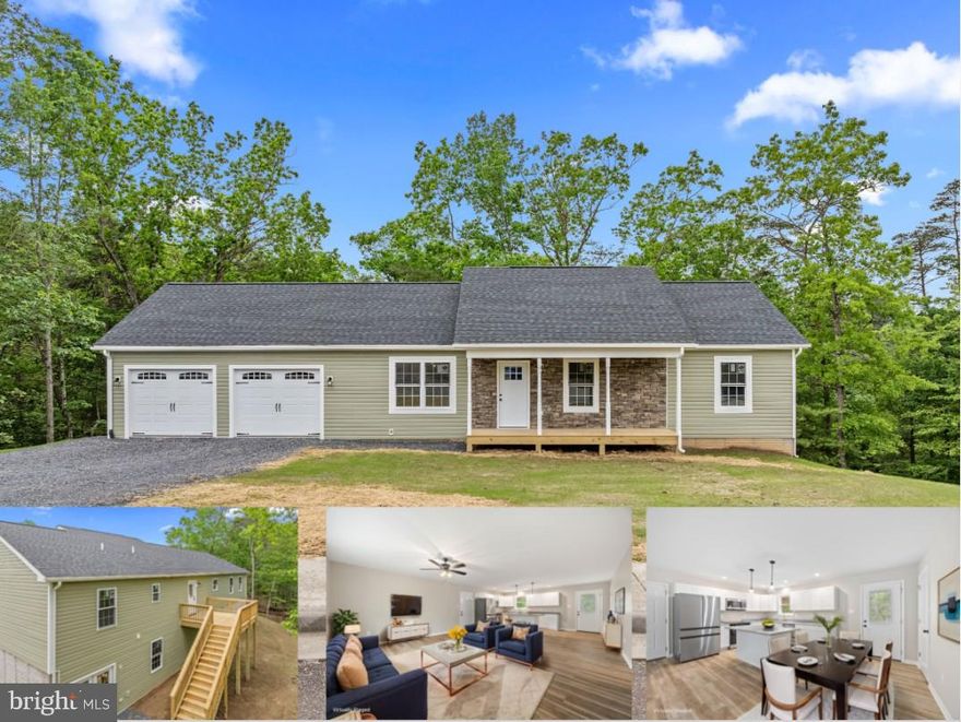 Your brand-new HOME is move-in ready. Tucked on a quiet .65 acre cul-de-sac lot, this thoughtfully designed 3-bedroom, 2-bath home offers modern finishes and easy living in the heart of the Shenandoah Valley. The inviting front porch with stone accents leads into a modern floor plan filled with natural light. The kitchen shines with a large center island, white cabinetry, and granite countertops, perfect for cooking or entertaining after a day on the slopes or golf course. The unfinished walkout basement with poured concrete walls and a rough-in bath is ready for future expansion, while the attached 2-car garage and extra driveway parking add everyday convenience. Step out back to a deck overlooking a private wooded backdrop, perfect for coffee, gatherings, or relaxing after a day at Bryce Resort. Whether you’re searching for your first, next, forever, investment, or second home, or if you love skiing, golfing, hiking, or simply want a peaceful retreat, this home places you close to all the amenities of Bryce Resort and the year-round beauty of the Valley. This new home offers comfort, quality, and mountain tranquillity.