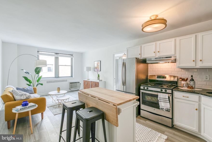 Live a short walk from Philadelphia's Art Museum steps and Kelly Drive, infamous for its jogging paths along the river. This unit is one of the most stylish, one-bedroom units offered in 2601 Pennsylvania Ave. It features an updated kitchen with stainless steel appliances, wood cabinets, a center island, and a classic, subway tile backsplash. The spacious living room features updated floors and lots of natural light. The large bedroom has a generous-sized closet. The unit is completed with a tile bathroom & a separate laundry room. This condo building features a 24-hour front door attendant, shuttle service, a gym, and a community room. Now is the time to take advantage of being within walking distance to the finest museums and restaurants in the area. Schedule your appointment today!!
