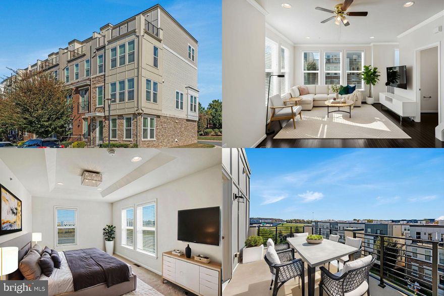 Experience contemporary elegance in this exceptional four-level end-unit townhome in The Preserve at Westfields, where luxury, comfort, and convenience come together seamlessly. Inside, soaring 10-foot ceilings, abundant natural light, and premium finishes — including hardwood floors, iron railings, designer lighting, and custom window treatments — create a sophisticated living space. The gourmet kitchen is a chef’s dream, featuring a massive granite island, stainless steel appliances, soft-close cabinetry, and a stylish backsplash, flowing effortlessly into the dining area and great room for easy entertaining. Upstairs, the primary suite impresses with a tray ceiling, walk-in custom closet, and a spa-inspired bath with a soaking tub. Two additional bedrooms and a full bath provide versatile space for family or guests. The top-level rooftop terrace offers a private outdoor retreat with scenic views of the neighborhood park. Enjoy community amenities including trails, playgrounds, an amphitheater, and a stocked lake, all while benefiting from a rear-load two-car garage. Perfectly located near Wegmans, shopping, dining, and major routes (28, 50, 66, and Dulles Airport), this home delivers the ultimate in modern Chantilly living. Don’t miss this opportunity to make it yours!