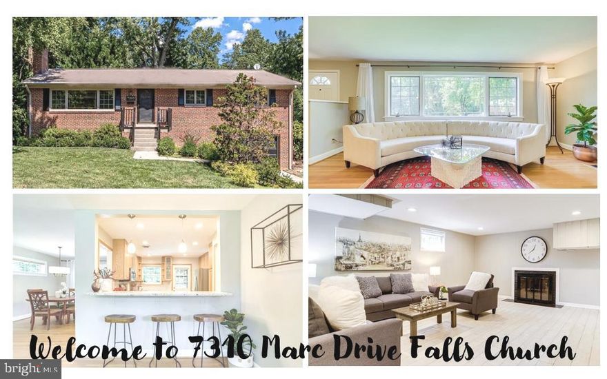 Prepared to be impressed in this newly renovated, spacious single family raised rambler with a garage on a cul-de-sac conveniently located in the Broyhill Park, Falls Church. This home enjoys abundant natural light and a layout designed for easy living and entertaining.  The main level incorporates a generously proportioned kitchen renovated in 2019, a welcoming living and dining room, a master suite, additional two bedrooms, and a full hallway bathroom. The living room’s fireplace provides comfort and warmth in the wintertime and the walk-out from the dining room to the patio/garden brings year-round delight. In the lower level you will find walk-out access to a delightful, fully fenced backyard. A warm and inviting family room spacious enough for an optional gym or office and a half bath.  Extra storage in the laundry room and the garage is a great premium. Other highlights of this property include hardwood flooring on the main level, tile flooring on lower level, newer stainless-steel appliances, newer HVAC, two wood burning fireplaces, and beautifully landscaped yard. Less than a mile to grocery stores, shopping centers, Providence Recreational Center and Falls Church Highschool.  Right down the street from Seven Corners.  Easy access to Route 50, 29, 7 as well as interstate 495 and 66.  Less than 15 mins to East or West Falls Church Metro Stations. Be prepared for this to be “love at first sight”. Schedule your tour today!