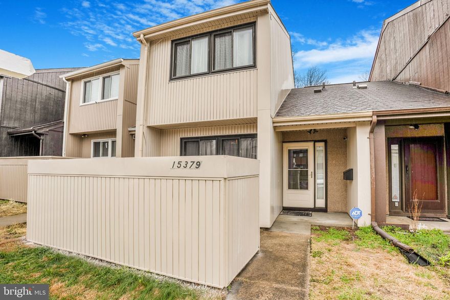 Welcome to 15379 Grist Mill Terrace – a beautifully maintained 3-level townhome in the desirable Rippon Landing community! This spacious home offers a walkout basement and a host of recent updates throughout. The carpets have been professionally cleaned for a fresh, move-in-ready feel. Upgrades include brand new front siding, a newly installed backyard patio, freshly painted hallways, a new shower diverter in the basement bathroom, and a new closet door in the upstairs bedroom.  The main level features hardwood floors, a spacious kitchen, a large living room, and a convenient half bath. Step directly onto the updated deck—perfect for entertaining. Upstairs, you'll find two generously sized bedrooms and a beautifully maintained full bathroom. The fully finished walkout basement offers excellent privacy with a bedroom, full bathroom, laundry area (washer & dryer included), and direct access to the backyard. The outdoor space has been thoughtfully landscaped and includes a new patio and a shed. One of the larger townhomes in the community, this home has been lovingly cared for and is ready for its next owner!