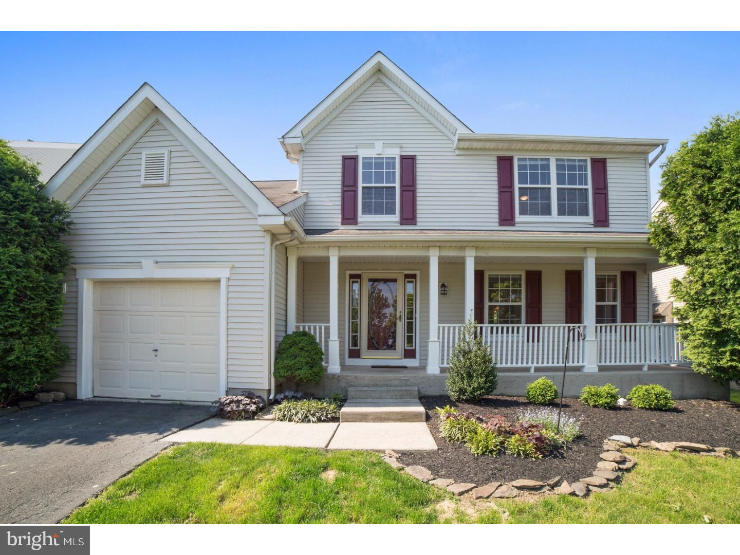 A four bedroom single family home in Central Bucks School District for less than $400k???  Yes! Sunny and Spacious describes this pretty home with it's "rocking chair" front porch. Brand new carpet in all bedrooms, living room, dining room and family room.  Kitchen has NEW quartz counter tops, NEW subway tile back splash, NEW flooring, NEW refrigerator, and NEW dishwasher.  The sun-filled breakfast room has NEW slider doors to a beautiful patio area shrouded in greenery all spring, summer and fall! Step down to your beautiful family room with dramatic ceiling height! You'll love the ability to expand your dinner tables in the front to back living room/dining room. Convenient first floor powder room and over-sized laundry/mud room with huge closet and garage access. Master bedroom with walk-in closet and private bath with shower stall.  Three additional nicely sized bedrooms and hall bath finish the upstairs. Basement ready for storage or finishing.  This home has everything you need and is priced to sell!