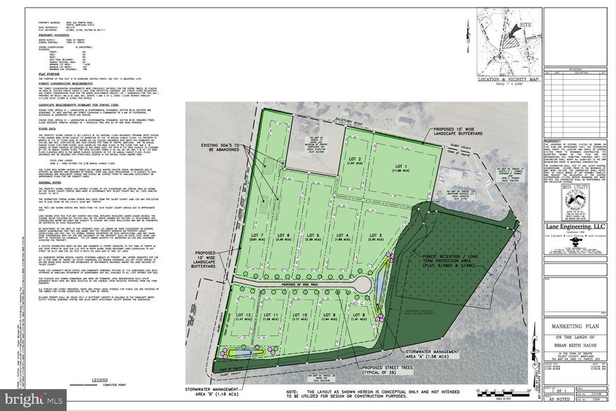 Trappe Business Park -38± Acres in Trappe, Maryland.

Exceptional industrial development opportunity in the heart of Talbot County. Trappe Business Park consists of approximately 38± acres with a preliminary plat approved by the Town of Trappe for twelve (12) industrial building lots. Lot sizes range from approximately 1.5 acres up to 11.8 acres, offering flexibility for a variety of industrial, flex, warehouse, or service oriented uses.

Strategically positioned just 1,500 feet from U.S. Route 50, the property provides excellent regional access along the primary corridor connecting the Eastern Shore to Annapolis, Baltimore, and the Delaware beaches. The site is also located less than half a mile from the rapidly expanding residential and mixed use community of Lakeside at Trappe, creating built in proximity to a growing workforce and customer base.

Planned infrastructure includes municipal water and sewer service, enhancing development efficiency and long term value. With approved layout, strong access, and nearby growth, Trappe Business Park presents a rare opportunity to establish or expand your footprint in one of the Eastern Shore’s most active growth corridors.

Ideal for investors, developers, or end users seeking shovel ready potential in a strategic location.