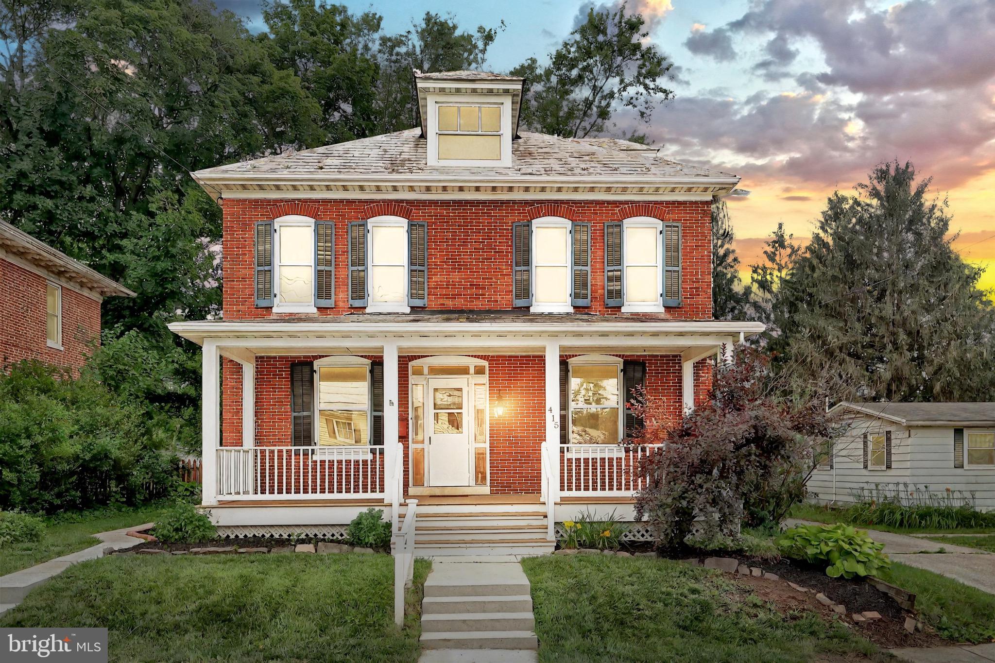 Stately 2 story brick home located is New Oxford. Enjoy the beautiful wood work, open staircase, hardwood floors, & high ceilings. First floor features a cozy living room, den / first floor bedroom, full bath, formal dining room, butler pantry, and galley kitchen. 2nd story offers 4/5 bedrooms, full bath, and a great balcony. Home offers 2 staircases, full attic with a dormer, full concrete basement, natural gas heat, central air, & 200 amp electrical service. Fully fenced manicured back yard, with a deck, patio, and mature trees and established plantings. Lot offers a garden shed and off street parking. This is a traditional brick beauty and a must see! Great location! Located in the heart of the antique capital, and a short drive to schools, great eateries, and major shopping amenities.