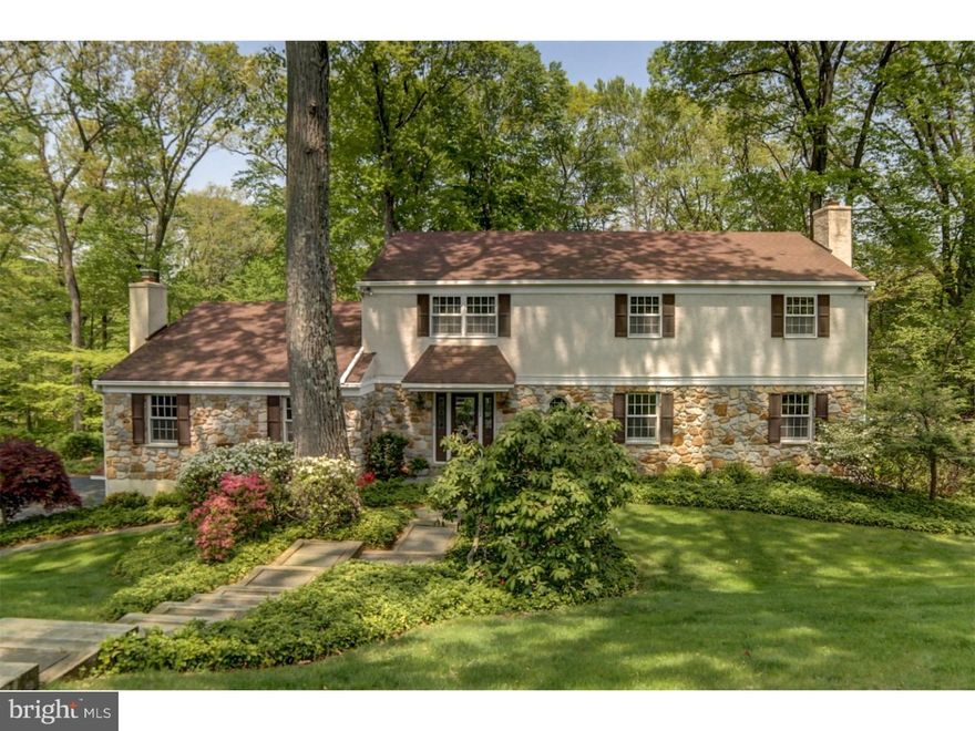 Meticulous maintained, stone front, center hall colonial, on a quiet cul-de-sac, set on 1   acres with spectacular views, backing to a land trust conservatory bordering Crum Creek. Sought after neighborhood in Upper Providence (The SafeWise Report Announces the 100 Safest Cities in America-UPPER PROVIDENCE TOWNSHIP is #2) with award winning Rose-Tree Media Schools. Convenient location with access to major highways, super trendy downtown Media and within walking distance to Rose Tree Park where you can enjoy numerous events all year long. Enter the oversized inviting foyer with ceramic tile floor, crown molding and chair rail. Entertainers delight on the first floor with large formal living room and dining room both with refinished hardwood floors. Living room has wood burning fireplace and crown molding. Dining room also with crown molding and chair rail. Gorgeous 22'x 19' family room with natural stone wall fireplace, wet bar and recessed lighting. Sizable eat-in kitchen with brand new top of the line GE stainless steel appliances including a smooth-top range with 5 heating elements, loads of solid oak cabinets and counter space as well as counter seating for 3 or more, stainless built-in microwave, a stainless double sink, garbage disposal and recessed lighting. Sliding glass doors in kitchen open to an expansive 43'x16' rear deck with retractable 15'x12' awning ? amazing view! Spacious first floor bedroom (currently being used as an office) with separate outside entrance to deck (in-law potential). The first floor also has a full bath and a large laundry center. Upstairs you will find 4 generous bedrooms with ceiling fans and ample closet space. The very large master suite boasts crown molding, 3 closets and full bath. Good-sized hall bath here too. Partially finished lower level ads over 450 square feet, is walk-out and has glass door sliders to rear yard, a pantry for additional storage and access to the oversized 2 car garage. Partially floored attic with pull down stairs for easy access storage. All systems well maintained and updated ? roof (capping on higher level), gutters with leaf guards, Pella windows, HVAC, hot water heater, electric. House has been recently painted and the utilities are underground. Don't miss this well built, well designed, perfect open floor plan for entertaining, super clean house! Private, peaceful, park-like setting surrounded by nature but ever so convenient to everything!