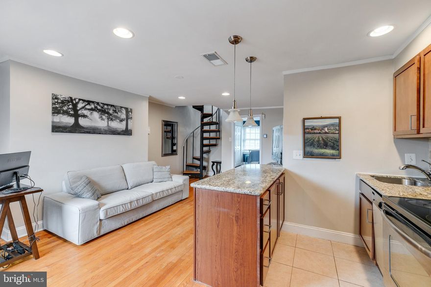 Stop by this meticulously maintained Bi-level, 1 Bedroom plus a Large Den/Office upstairs, 1 Bathroom condo in the heart of Washington Square West! This dog-friendly condo is also welcoming to Airbnb buyers if you're looking for a turnkey investment or to live in as your private residence. 337 S 12th St offers an open floor plan that displays beautiful hardwood floors throughout, a spacious kitchen with granite countertops and island, cherry hardwood cabinetry, and stainless steel appliances. Enjoy a separate dining area that flows into the living room. The bathroom features a tiled shower stall and glass doors. An oversized main bedroom with great light and large windows completes this level. There is ample closet space on both sides of the bedroom as well as a washer/dryer combo unit tucked away behind another door.  Make your way up the spiral steps to a large Den/Office space that is drenched in natural light. There is additional storage/closet space in this room. Just a few steps outside of your door is the shared roof deck! There's a newer HVAC system replaced in 2020. This unit comes with a sizable storage locker at the basement level. This central location is a short walk to Acme Supermarket, Whole Foods, and nearby parks (Kahn Park, Seger Park, and a dog park). Enjoy great restaurants just steps away such as Mixto, and Tria Cafe.  This is a quiet condo on the 4th floor of a walk-up building. No elevator, so you can get your steps in!