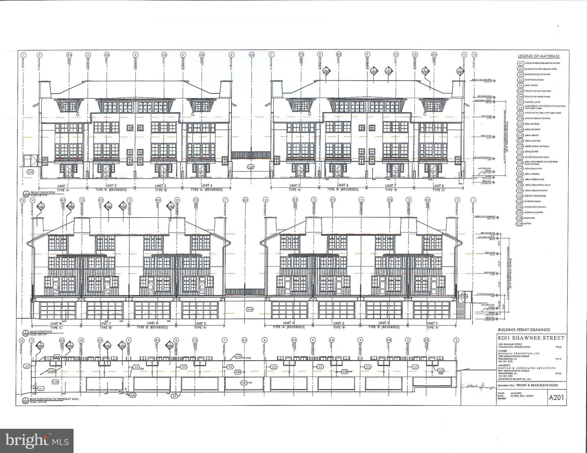 Premier 8 unit townhome condominium or fee simple development opportunity in the heart of Chestnut Hill. Overlooking Pastorius Park, near to commuter trains stations, and one block to the vibrant Chestnut Hill commercial village, this subdivided and approved condominium development site consists of two buildings comprising eight single family townhomes. Each building offering 2 end units & 2 interior units apiece. These 3-story townhomes with grade level garages & entrance foyer will offer 3-4 bedrooms, 3.5 bathrooms, kitchen open to rear terrace, and 2-car garages accessible by rear common driveway. Exterior materials & any facade modifications subject to seller approval & community agreement. Call for details.