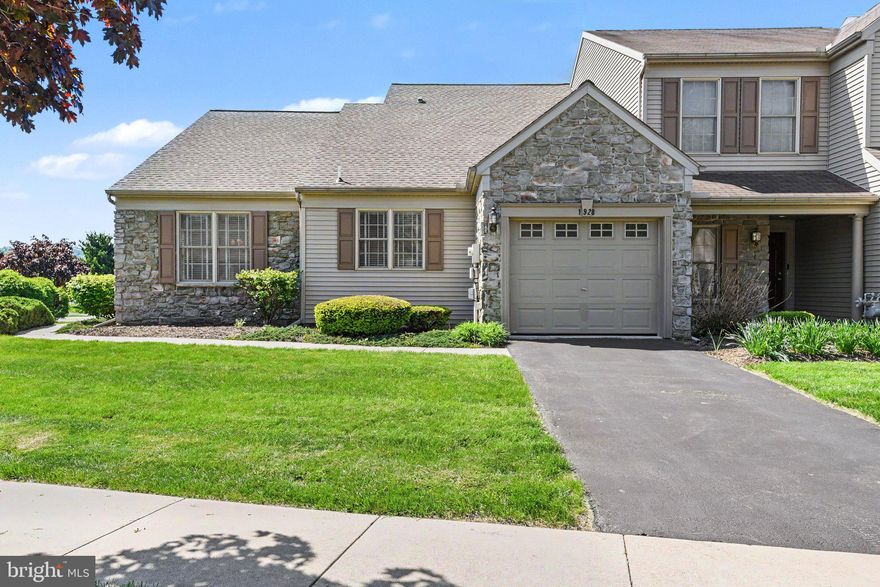 1928 Limestone Dr is one of the largest end-unit townhouses located in the sought after community in Deer Run of Hershey, featuring 3 bedrooms and 3 full bathrooms.  Not only does it have one of the largest floor plans, it also has one of the nicest side yards in the community!  Upon entering, you are welcomed by the spacious living room with vaulted ceilings and a gas fireplace.  The living room also provides access to the screened in porch area.  The dining area is ideally situated adjacent to the updated kitchen featuring granite countertops, tile backsplash, and tile flooring.  The walk-in pantry is across the hall.  This main floor offers a large owners suite with a spacious walk-in closet, and a full bathroom with dual vanity.  This floor also features another bedroom with floor to ceiling built-ins, a full bathroom, and access to the 1-car garage.  Upstairs is a second full owner’s suite bedroom with 2 walk-in closets, another full bathroom with dual vanity, and an abundant storage area with wire shelving.  For your peace of mind, the seller is offering a one-year First American Home Warranty.  The HOA takes care of snow removal, lawn care, landscaping, driveway paving, power washing, and some limited exterior repairs. A walking/biking path and Gelder Park are close by. Deer Run is conveniently located minutes to Hershey Med Center, Hershey park, restaurants, shopping, and easy access to major highway routes! Schedule a showing today to see this lovely home!