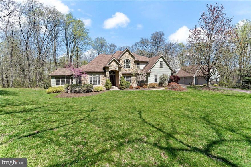 Secluded Stoltzfus Built Custom Home on 7.04 acres.   This home offers a main floor primary suite.  
The second floor has 3 more bedrooms and 2 more full baths.  1 car attached garage, and a 3 car oversized detached garage with 2nd floor loft for extra storage. This home offers many amenities and upgrades.  In-ground salt water pool.  Floor plan and measurements in Pics.  If you want seclusion, nature, open space with land, this is it!