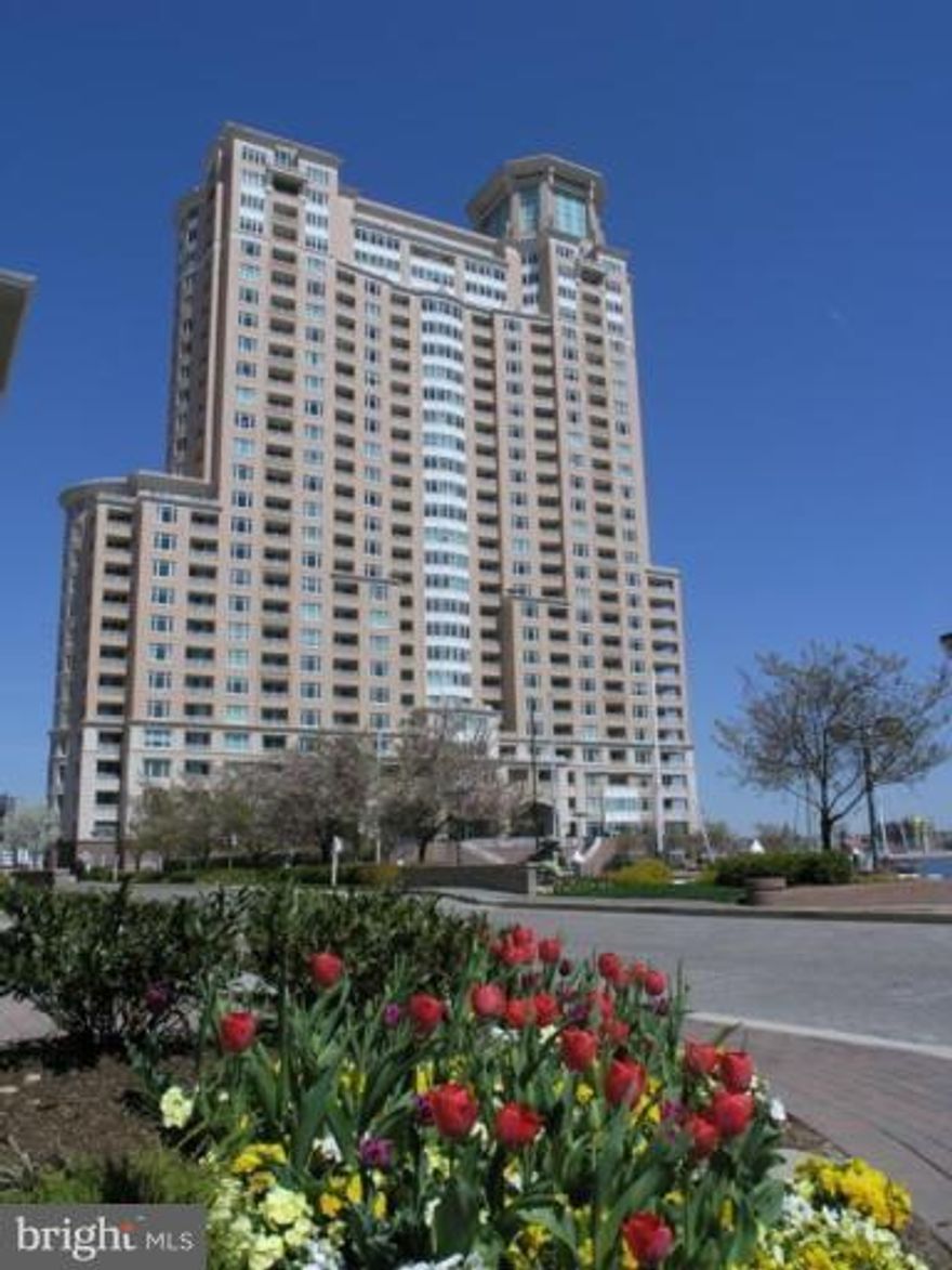 READY FOR NEW TENANT. YOU WILL NOT BE DISAPPOINTED ONE BEDROOM DEN LOCATED ON THE 8th FLOOR OFFERS: BREATHTAKING VIEWS OF DOWNTOWN HARBOR AND HARBOR EAST, FELLS POINT AND BEYOND. OPEN FLOOR PLAN FOR ENTERTAINING,  BALCONY,  MASTER WALK IN CLOSET AND MASTER BATH  ASSIGNED PARKING, 24 HOUR FRONT DESK 24 HOUR HEALTH CLUB INDOOR/OUTDOOR POOL CLOSE TO SHOPPING AND 95. EASY TO SHOW.