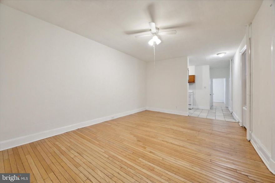 Spacious first-floor rear one-bedroom apartment available NOW. Located just a few blocks away from Rittenhouse Square in one of the most desirable walkable locations with easy access to public transportation, major routes, and a grocery store just a block away! Throughout this fantastic apartment, you will find gorgeous hardwood floors and high ceilings. When you walk into this apartment you will find a living room that is very spacious and open. Head towards the back of the apartment and you will find the generous-sized kitchen located in between the living room and bedroom. In the back of the apartment you will find the bedroom and the bathroom is located right outside the bedroom which is convenient for when you have people over and they are hanging in your living room space! Pets are welcome at no additional fee! The owner pays for water and heat, and the tenant pays $35/month for gas plus electricity, cable/internet. A coin-operated washer and dryer are in the basement.