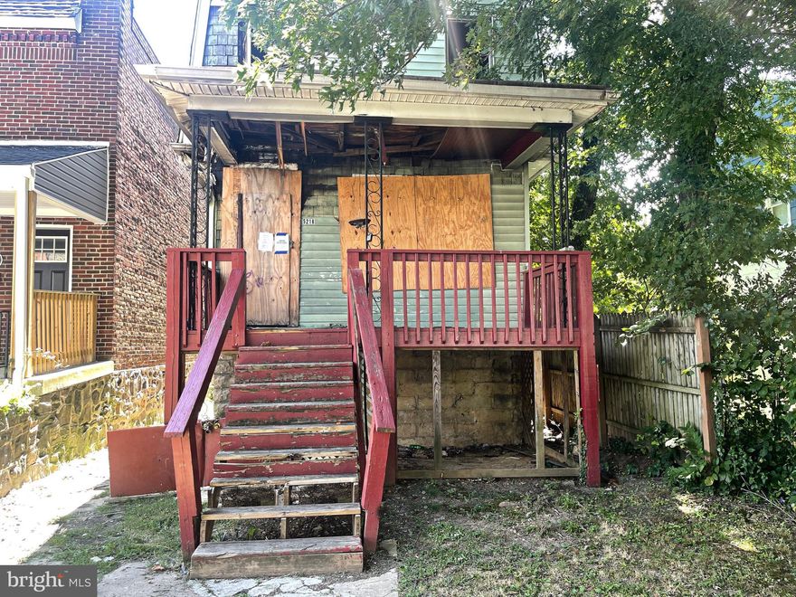 A great opportunity to own or invest in this porchfront detached home in  the neighborhood of Arlington. This home with 3 bedrooms and a full bath is located near Sinai Hospital, Pimlico Race Course, The Home Depot and Reisterstown Road Shopping Plaza.
