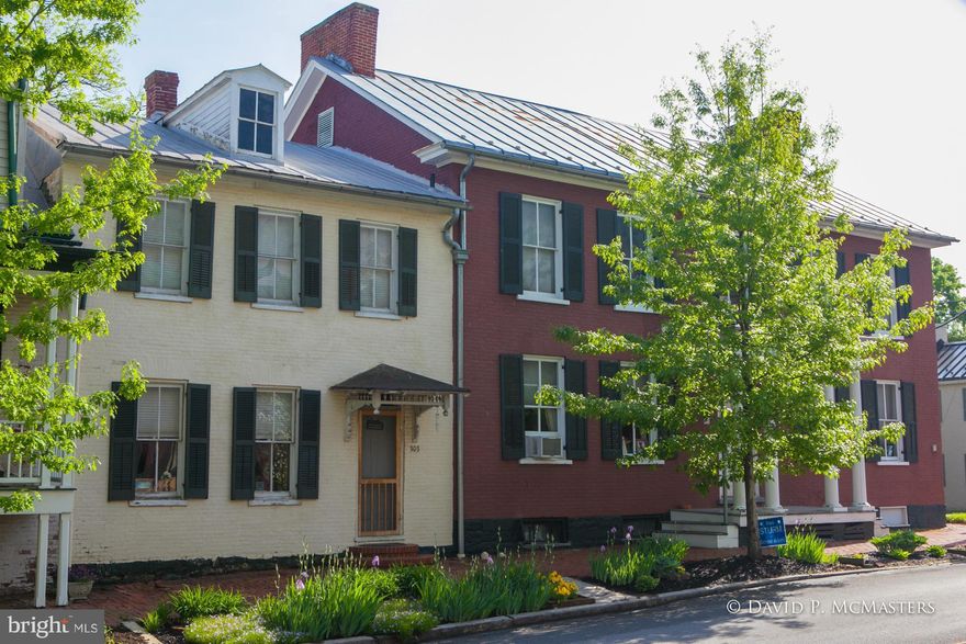 Sale is for 301 W German Street only on corner at 4 way stop in village of Shepherdstown. Both restored. Elegant main house 3600 SF 4/5 BR, 8 FP's.Guest/rental next door 3 BR, 1800 SF. Big rear lot/yard poss parking for 7 or 8. See docs for history, Gorgeous 30' living room w/2FP. Big DR, FR, Kitchen. Great upper porch. Exc landscaping. H/C ramp,lift,bars,etc. 2 blox to U. Live/rent/commute? MIL?