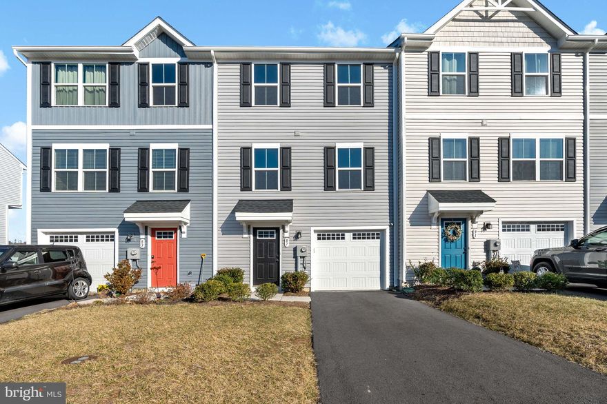 Modern Townhome in Martinsburg Lakes! Discover this stunning 3-bedroom, 2.5-bath interior townhome, built in 2022, offering stylish upgrades and a prime location! The open-concept main level features luxury vinyl plank flooring, a gourmet kitchen with upgraded cabinets, granite countertops, a spacious island, and sleek appliances. Relax on your balcony backing to private land with rear view privacy, or enjoy the fully vinyl-fenced backyard—perfect for pets or outdoor entertaining. The third-floor retreat boasts plush carpeting, a serene primary suite, and additional spacious bedrooms. Plus, enjoy the community’s large park, covered pavilion, playground, and dog park! With a 1-car garage and easy access to local amenities, this home is a must-see!