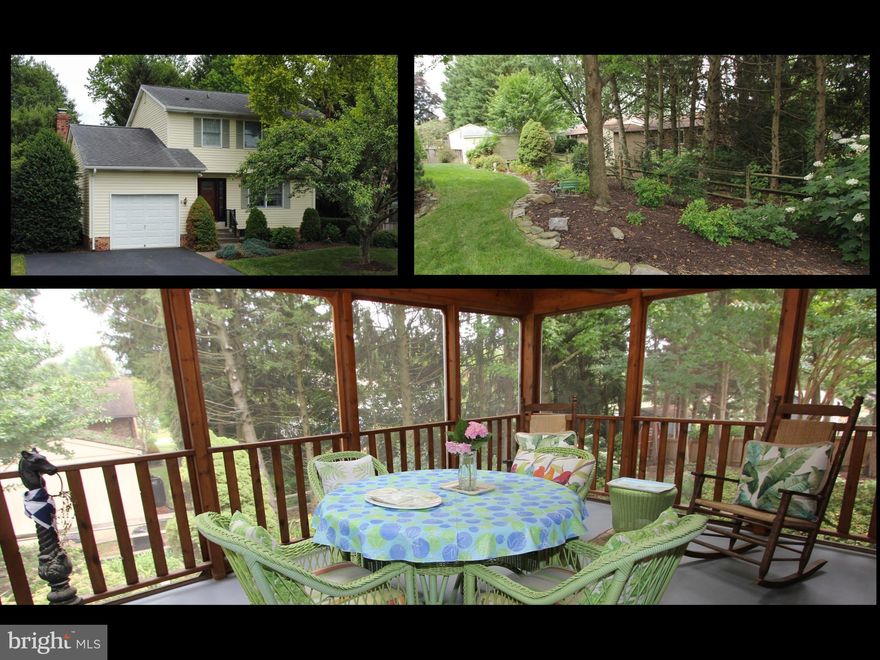 Amazing 3 bedroom, 2.5 bath Ausherman colonial with a spectacular elevated screened porch that overlooks a fabulously maintained parklike backyard on a .23 acre premium lot at the end of a quiet cul-de-sac in Clover Hill 2 East, Frederick's premier neighborhood.  This incredible home has hardwood floors throughout the main level, which features an eat-in kitchen with updated appliances, granite counters, and a casual dining area, which is open to the family room with a ceiling fan and a wood-burning fireplace.  Rounding out the main level is a formal dining room with chair-rail molding, a formal living room with views of the cul-de-sac, and a convenient half-bath.   Upstairs are three spacious bedrooms, including a primary bedroom with a walk-in closet and a private bath.  Each of the bedrooms has a ceiling fan, and a spacious hallway bathroom rounds out the upper level.  Downstairs is a partially finished walk-up lower level with a huge recreation room and a large utility/storage room.   Best of all, the backyard is a private paradise, which is best viewed from the spectacular elevated screened porch with exposed beams, skylights, ceiling fan, and more.  Below is a slate patio and walkway to the side yard.  The backyard is fenced and professionally landscaped with mature trees, flower gardens, and interesting features everywhere.  There's also a convenient storage shed, perfect for safely storing the mower and yard tools.  The front yard is also well-maintained and has an awesome Cherry tree that flowers beautifully in the spring.  The home also features an oversized one-car garage.  The owners have lovingly maintained this property and have made numerous updates including the roof (2008), Daikin Heat Pump/AC with UV light to ensure bacteria-free air flows through the house (2019), hot water heater (2020), well pump, pressure tank & UV light (2019), water softener (2007), fire-retardant "blown-in" insulation (2015) and newer vinyl siding (2018).  Clover Hill 2 East is a Clover Hill community, Frederick's premier neighborhood.  The neighborhood features a 13-acre private park, community pool, sports leagues, clubhouse, picnic pavilion, walking trails, and more.  The community is close to downtown Frederick, FCC,  Fort Detrick, and the Route 26 corridor but is outside the city, so there's no city tax!  
 Frederick's best neighborhood, close to all but no HOA/city tax. Move-In Ready & great price!