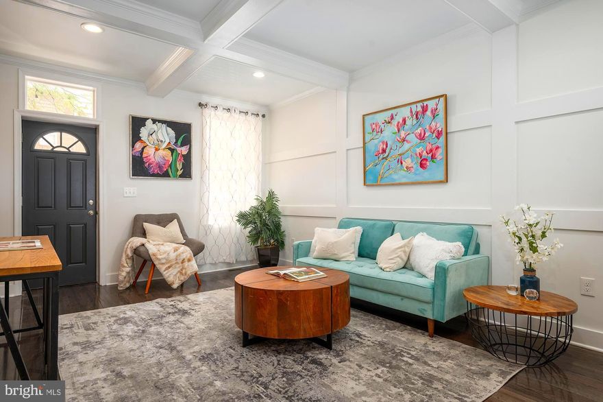 Fully renovated with premium finishes, 3419 O'Donnell features exquisite attention to detail. Open and inviting floorpan, gorgeous coffer ceilings with lights, exposed brick, custom crown molding, gleaming solid hardwood floors, crisp chef's kitchen with custom lights, premium quartz countertops and brand new appliances. 

Second floor features incredibly spacious and airy layout,  offering a large primary suite with a walk-in closet, designer bathroom with double vanity, timeless black and white subway and penny-round tile, as well as a guest bedroom and bathroom. Interior access roof-top deck will mesmerize you with incredible views of Baltimore downtown skyline. Lower finished level offers a bedroom, full bathroom and a den, perfect for an in-home office or a work-out room. 

Premium location in Canton, close to all that Baltimore downtown offers, as well as an easy access to restaurants, shopping and major highways. PARKING FOR 2 CARS