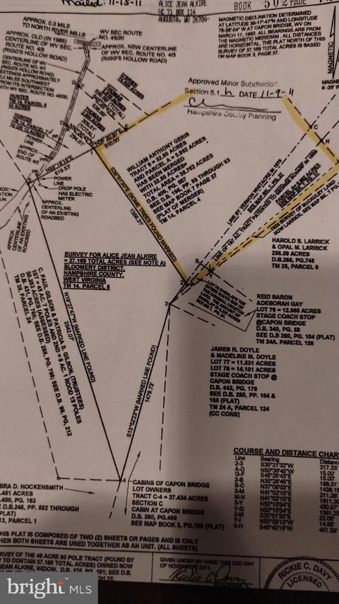GRAPE RIDGE TR 9 38.762 AC CAPON BRIDGE WV 26711