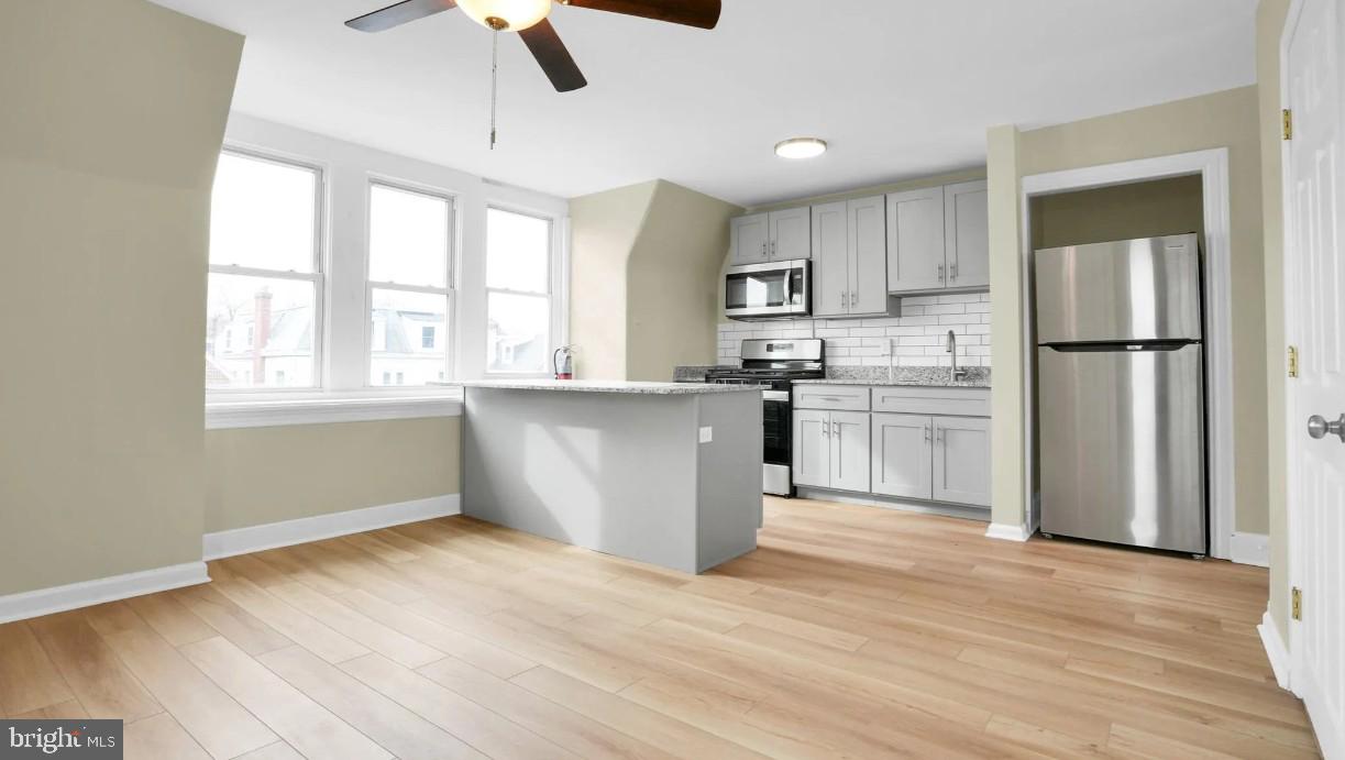 Step into this beautifully updated third floor 1-bedroom, 1-bath apartment featuring granite countertops, stainless steel appliances, a sleek kitchen island, spacious living room and cozy bedroom. Enjoy year-round comfort with mini-split heating and cooling system, keyless entry, and the convenience of a shared washer and dryer. The private, partially fenced-in backyard adds a rare touch of outdoor space. Hot/cold water, sewer, and trash services are all included in the rent price. Tenant pays electricity, wifi/cable, gas for cooking. Nestled just steps away from Phoenixville’s vibrant dining, boutique shopping, parks, and entertainment—this location truly has it all. Schedule your private tour today! Small pets are welcomed with additional fees and on a case by case basis. Non-Smoking/Non-Vaping Property!! Showings begin 5/1.