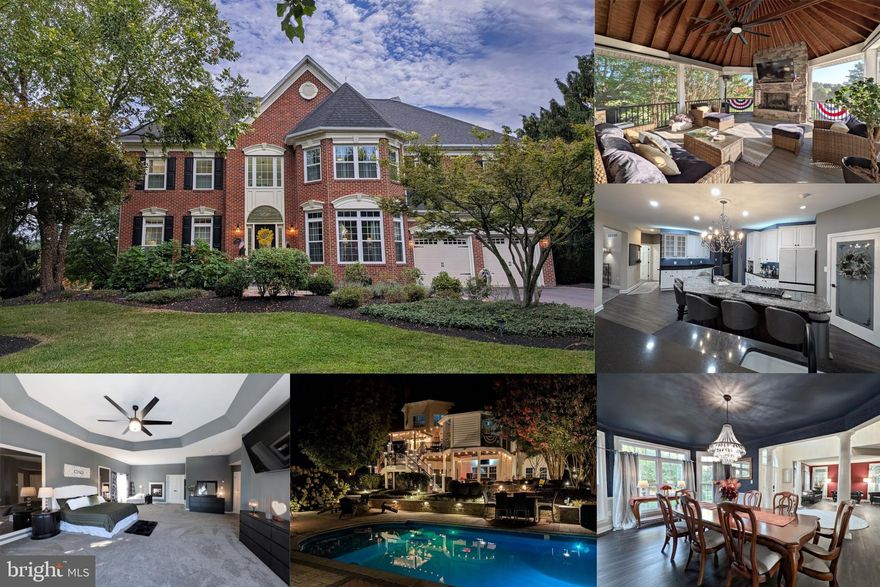 If you enjoy both entertaining and beautiful golf course views, this Holly Hills stunner is the place to be. Stately custom-built brick colonial with five bedrooms, four full bathrooms, plus two half bath/powder rooms, and four unique gas fireplaces. Ample space to unwind plus an incredible scenic backyard vantage point with sunrises and sunsets backing to the Holly Hills Country Club 13th fairway. Mature trees and landscaping, functional hardscaping including firepit area, and sparkling heated pool with tanning/play zone. Watch the annual fireworks at the HH clubhouse without even getting out of the pool! Additional relaxation zones include a eight person hot tub, peaceful three-season screen room with vaulted architectural ceiling and stone fireplace,  finished lower level with walkout to backyard/patio, huge bar area with wine storage and kitchenette, and billiards table. Primary bedroom with ensuite bathroom featuring double-sided fireplace, corner soaking tub, and walk-in shower, high/tray ceiling, and dual walk-in closets with closet systems. New flooring throughout, open-concept kitchen with huge chef's island, with downdraft gas cooktop, second sink/dishwasher, under counter icemaker, and bar stool space for six. Second dining room area directly off of kitchen with vaulted ceiling and loft/second home office space above features a built-in liquor cabinet with lighting.  Private first floor office with glass French doors, a formal curved staircase in the front and a more practical rear staircase just off of the kitchen/casual dining area perfect for servicing the back of house. The formal dining room is located just off of the open two-story foyer, and it features a custom painted nebulous galaxy mural and crystal orb chandelier. Brand NEW roof, newer two zone HVAC/furnaces (2022 and 2024), extra large commercial grade gas hot water heater (2022), LED lighting and ceiling fans throughout, and more.  This well-loved home is located less than five minutes to Oakdale Schools, is just 10 minutes to downtown Frederick, and is only 30 minutes to the BWI airport corridor--and of course it's just up the street to the Holly Hills clubhouse--this home truly has it all.