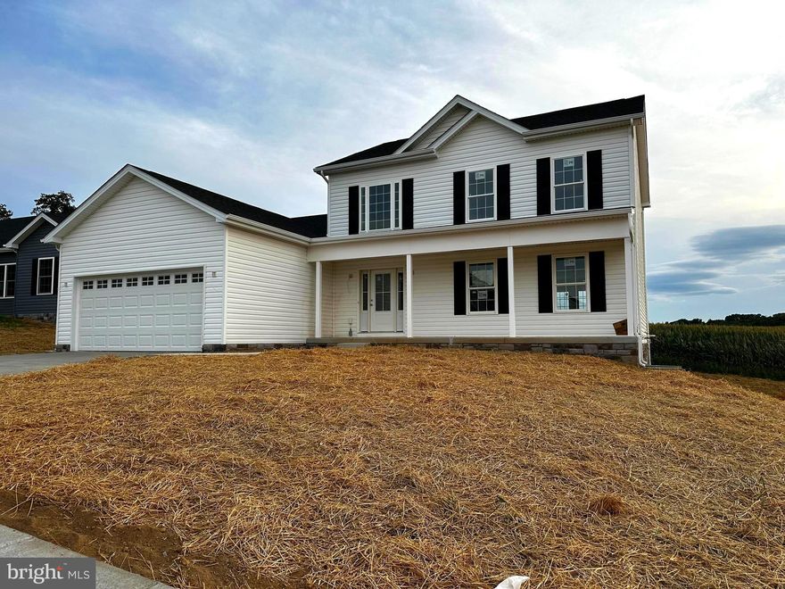 THE CASSADY IS OUR MOST POPULAR HOME PLAN. THIS PARTICULAR HOME IS BUILT ON THE PERIMETER OF THE DEVELOPEMENT AND BACKS TO OPEN FARM LAND OFFERING GREAT PRIVACY. COMPLETION ANTICIPATED MID TO LATE APRIL. FEATURES INCLUDE; AN OPEN FLOOR PLAN, A SPACIOUS FIRST FLOOR MASTER SUITE AND A LARGE "COUNTRY KITCHEN WITH STAINLESS STEEL APPLIANCES. UPSTAIRS YOU WILL FIND THREE MORE LARGE BEDROOMS AND AN OVERSIZED FULL BATH. STANDARD FEATURES INCLUDE; WATERPROOF LAMINATE FLOORING / UPGRADED CABINETRY / STAINLESS STEEL APPLIANCES / TWO CEILING FANS / GARBAGE DISPOSAL / GRANITE COUNTERS / PANTRY / MASTER BATH WITH DOUBLE SINK VANITY, CERAMIC SHOWER AND LARGE WALK IN CLOSET. FINISHED GARAGE WITH  GARAGE DOOR OPENER / FULL UNFINISHED WALK OUT BASEMENT WITH ROUGH IN PLUMBING FOR FUTURE BATH. PLEASE NOTE THAT THE MAJORITY OF THE PICTURES ARE OF SIMILAR CONSTRUCTION, SHOWING CUSTOM PAINT AND NON STANDARD LIGHT FIXTURES. THIS HOUSE WILL BE WHITE WITH BLACK SHUTTERS THE FLOOR PLANS SHOWN ARE INFORMATIONAL PURPOSES ONLY. THE ACTUAL CONSTRUCTION OF THE HOME MAY HAVE VARIATIONS FROM THE ORIGINAL PLAN.