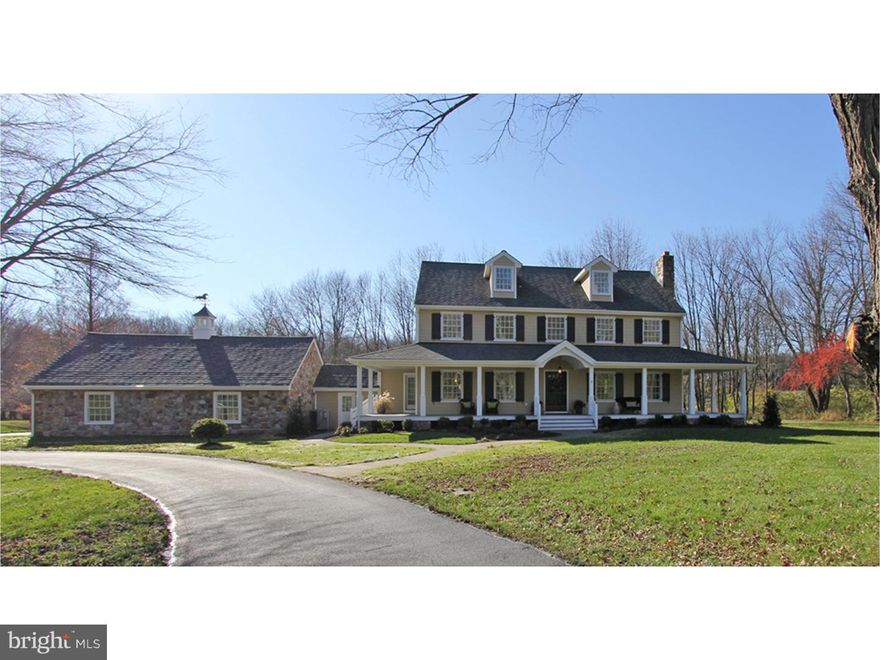 This is it!  Welcome to Cheval, a signature property now available in Willistown.  Renovated in the highest standards while keeping in line with its historic Chester County surroundings, this home offers grandeur and style unmatched at this price point. Nestled on 4 flats acres with a picturesque pond, this home has been completely re-designed and remodeled. Outside, admire the front wrap-around porch, new hardy board siding, new roof, windows, shutters and attached stone 3-car garage.   Inside, feel the quality of design with plenty of grandeur yet comfortable enough for today's modern living and entertaining.  This colonial Farmhouse offers a traditional floor plan with a twist.  Enjoy a sweeping center hall staircase to second floor in the foyer, a formal living room with gas fireplace, a dining room with French doors to porch and access to kitchen. There is a first floor office/study with more French doors to wrap around porch. A library/music room with steps down to another sun filled room and doors to rear patio with nature views. The Kitchen is a gourmet delight with marble island, top-of-the-line appliances, a breakfast room with bead board moldings all overlooking a vaulted great room with fireplace and windows overlooking lush greenery all around! Upstairs, you'll find a fabulous master suite with walk-in closet and dressing room, a vaulted ceiling and plenty of windows overlooking the pond and landscape.  The master bathroom is enviable with walk thru shower, soaking tub, recessing lighting, double vanity and more.  There is another bedroom with an en suite bathroom, a 2nd floor laundry room, and two more bedrooms with a jack-n-Jill bath. On the third floor, immerse your self into another escape with amazing architectural windows & views - this room would make a great studio/office, play room or 3rd floor bedroom with potential extra bath if desired.  The lower level is full with two staircases and unfinished. A must see property!
