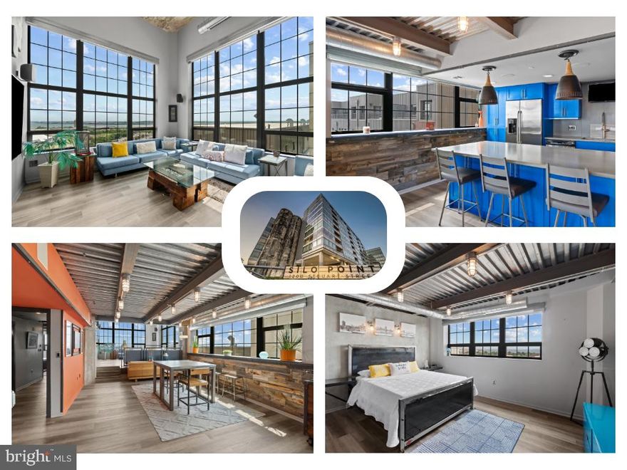 Discover the pinnacle of urban waterfront living in this extraordinary 3-bedroom, 3.5-bath FULLY FURNISHED residence at Silo Point, one of Baltimore’s most iconic luxury conversions. Once a 1920s grain elevator, this architectural masterpiece blends bold industrial heritage with sleek, modern refinement—where history and contemporary design exist in perfect harmony.

Step inside to a **dramatic two-story elevated living room—the only one of its kind in the building—**showcasing sweeping panoramic views of the Patapsco River and the Key Bridge by day, and the shimmering glow of the Under Armour Campus by night. This rare vantage point delivers a living experience unlike anything else in the city.

This turn-key, fully furnished home is designed for effortless sophistication. The gourmet kitchen features custom blue shaker cabinetry, stainless steel appliances, and polished concrete countertops, seamlessly flowing into a formal dining area ideal for entertaining. Each of the three generously sized bedrooms offers its own private en-suite bath, ensuring comfort and privacy for residents and guests alike. A stylish powder room, in-unit laundry, and a bonus loft-style family room provide flexible living space and a private retreat above the main level.

Every detail has been thoughtfully curated—from high-end custom furnishings and designer fixtures to automated rolling blinds and state-of-the-art A/V systems—all of which convey with the property. Simply arrive and indulge; nothing has been overlooked.

Beyond your front door, Silo Point offers an unmatched amenity collection: 24/7 concierge service, onsite Charm City Concierge, the Catacombs fitness center with yoga studio, game room, private massage room, library, media and conference rooms. Take in breathtaking harbor and skyline views from the 19th-floor Sky Lounge, or relax in the landscaped courtyard and designated pet area. Two assigned garage parking spaces, Wi-Fi hotspots, onsite management, and comprehensive security provide both convenience and peace of mind.

Perfectly positioned near Latrobe Park, Fort McHenry, local dining, grocery options, and the Inner Harbor, this residence also offers seamless commuter access to I-95, I-295, I-395, BWI Airport, the Water Taxi, and the Charm City Circulator—placing you at the center of Baltimore’s energy while preserving a sense of retreat and tranquility.

This is more than a home—it’s a lifestyle, a legacy, and a rare opportunity to own one of Silo Point’s most distinctive residences. Schedule your private tour today and experience the unforgettable allure of Unit 1119 firsthand.