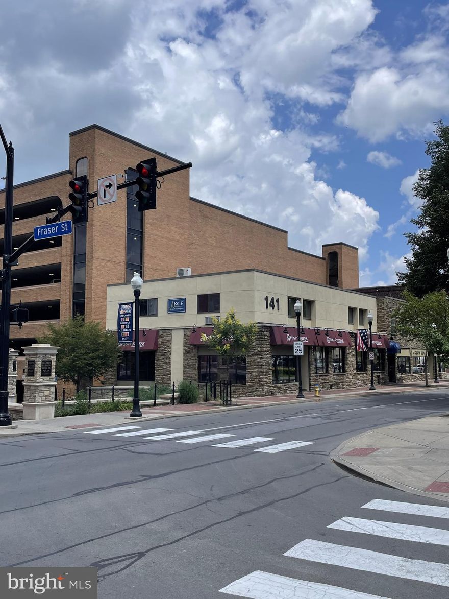 Modern office.​ Multiple private offices.​ Kitchenette.​ Downtown. Covered access to parking garage. Second floor.