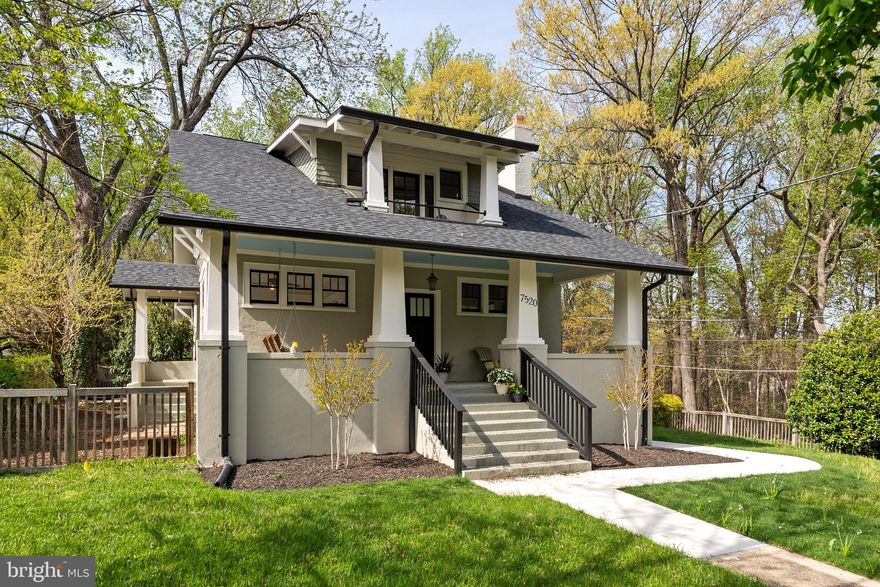 Welcome to this quintessential, expanded bungalow in leafy and welcoming Takoma Park sited on a sunny, corner 10,000+ sf lot overlooking the natural beauty of Sligo Creek woods. Timeless, authentic arts and crafts charm with original detailing throughout are blended with thoughtful and modern updates. This spacious and expanded home with  4,450 sf of living space and high ceilings on all levels has just been prepped for sale -- freshly painted top to bottom; the vintage pine floors refinished; updated lighting installed; and brand new stainless steel, energy efficient appliances installed including an electric range, refrigerator, dishwasher, and Samsung washer and dryer.

The inviting and wide front porch, the ideal spot to enjoy your morning coffee beckons you inside. Once inside you are greeted with original gleaming pine floors and sun-filled spaces. The home dating back to 1918 has a rich history and it shows in the craftsman details throughout like the windows, columns, hardware, woodwork, and moldings.

On the main level, the spacious living and dining areas lead seamlessly to the warm and inviting chef's kitchen with a coffered ceiling in the eating area -- that flows out to a screened in porch that offers a sense of airiness and connection to the outdoors. The rear deck ideal for grilling and entertaining overlooks the expansive fenced backyard perfect for gardening, entertaining and play. The generous living space on the main floor also includes a mudroom, an office/den, a bedroom with an en suite full bath that offers flexibility for guests or a main floor primary, as well as the laundry and powder room for guests. Up the stairs to a delightful and cozy landing with built-in book cases -- just the spot to cozy up with a book.  On this floor there are two large bedrooms with new ceiling fans and each with a charming bonus space for extra bedrooms or use as creative workspace, library or storage; the delightful balcony off the front bedroom has green, tree top views! The rest of the floor boats an office; a full bath; and the private, spacious primary bedroom retreat with hardwood floors, an en suite full bath with separate showe -- and an ample walk-in closet.

The on-grade, light-filled lower level is a site to behold!  A self-contained separate unit with so much square footage -- with its own entrance , screened-in porch and foyer.  Recently renovated  with top of the line finishes, this level boats a full gourmet kitchen with granite countertops and white cabinetry, an oversized family room,  huge bedroom, a light and bright full bath with double sinks and walk-in shower, and a substantial storage / work room.  The seller has recently completed numerous upgrades to the HVAC, roof and exterior -  this gem is truly move-in ready.

Takoma Park is known for it's super local, friendly and vibrant community and a walkable lifestyle with the year round weekend farmers' market and easy biking, hiking and walking access to greenery, parks, and the Metro. It is home to numerous community, music and arts festivals;  dining, boutique shopping, and al fresco eateries;  the food co-op, book stores, organic food options; and many delightful bespoke shops. Nearby to the Takoma Park Community Center and Rec Center. Welcome Home!