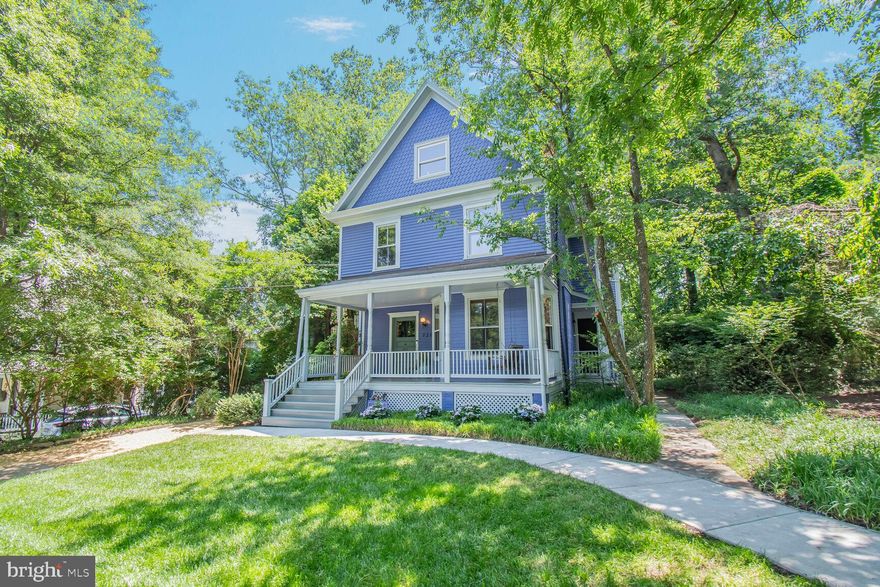 Victorian beauty! This century-old charmer, bursting with historic detail, is a Contributing Resource in the National Registry of Historic Houses in Montgomery County. Located in the historic district of the desirable and convenient North Takoma neighborhood and twice featured on the annual Historic Takoma house tour, this house is just 3 blocks to the Red LineTakoma metro stop. It boasts the largest parcel on the block, more than a third of an acre. The spacious garden is perfect for kids’ play or adult entertaining!  

The house features all the charm of the Victorian age, including an inviting front porch with porch swing and formal front hall with arches, custom millwork, and original ornate barley twist stair rails.  Parlor and dining room both feature pocket doors and original hardwood floors are gleaming — pine throughout the house and rare curly maple in the kitchen. 

Two distinctive Rumford fireplaces with decorative terra-cotta surrounds grace the living and dining rooms.  Although records show this house dating from 1908, some experts have suggested it was built during the second wave of Takoma Park development in the 1890's. Contemporary amenities include a rear addition by noted local architect Paul Treseder that created a generous-sized kitchen with breakfast area overlooking the greenery of the beautiful garden. Kitchen features ample quality hardwood cabinetry, new quartz counters, Bosch dishwasher, Jenn-Air range, and an original pantry turned baking nook.

Entertain in style in the large dining room with bay window and ornate chair rail. Off the dining room is a cozy flex room — den, office  or bedroom with attached updated full bath.  Upstairs are 3 good-sized bedrooms including the primary with ensuite bath and an updated hall bath. Upper level 2 is a gorgeous large loft space with vaulted ceilings, skylight, exposed beams, and original cedar closet. Currently used as a family room and office, it could also be a lovely primary  bedroom. The lower level is unfinished storage space with washer and dryer. The rear yard features a beautiful patio and flower beds designed to showcase the expansive size of the lot. Two-zoned central air throughout the house and mini-split in the third level loft.

You are a few minutes’ walk to Metro and a couple more to all the amenities of Old Town Takoma Park.  Whole Foods and all the amenities of downtown Silver Spring are a quick drive away. This lovely house couldn't be more convenient, yet is tucked away on a quiet street. Become the next stewards of this grand house and enjoy all the many charms that Takoma Park living offers!