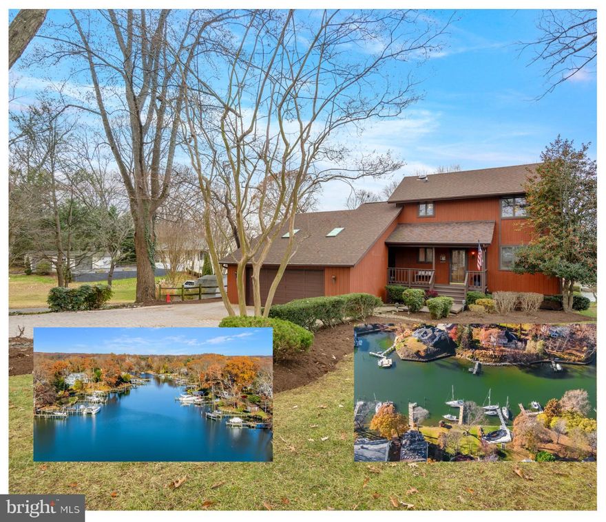 Discover a rare deep-water retreat on peaceful Burley Creek, an inviting waterfront home where contemporary architecture, warm natural textures, and the serenity of nature come together in a way that instantly feels like a getaway. With soaring vaulted ceilings, natural wood accents, dramatic stacked-stone fireplaces, and sunlight spilling in from every angle, the home offers a cozy, ski-chalet ambiance, only here, the views are of still water, quiet mornings, and the deep blue of 10’ mean low water.

Tucked into a lovely setting yet just minutes from downtown Annapolis, this refreshed three-bedroom, three-bath contemporary offers one bedroom on each level, creating ideal separation and flexibility for guests, multi-generational living, or weekend retreats. The interior has been thoughtfully updated throughout, including fresh paint on every level and new LVP flooring that adds a soft, modern touch while enhancing the warm architectural lines of the home. Expansive windows and sliding doors draw in natural light and frame sweeping views of the creek, bringing the outdoors in and making every room feel connected to the water.

The main level is the heart of the home, where the dramatic stone fireplace rises to meet the vaulted ceiling and creates a gathering space that feels both elevated and deeply comfortable. The dining area and living room flow seamlessly onto the outdoor decks, offering multiple places to enjoy morning coffee, read a book, or simply breathe in the calm that surrounds the property. The kitchen and breakfast area provide direct access to the outdoors and enjoy tile flooring that complements the clean, modern updates found throughout the rest of the home.

Each floor offers its own bedroom and full bath. The lower level is bright and welcoming with a renovated full bathroom and a walkout directly to the waterfront lawn, ideal for guests, a studio, or a home office. The main level bedroom sits near a beautifully updated full bath featuring new flooring, vanity, and lighting. The upper-level primary suite feels like a private retreat of its own. A spacious walk-in closet provides ample storage, while the ensuite bath, complete with an elevated soaking tub that feels like something out of Old Hollywood adds a touch of whimsy and charm. The open dual-vanity area and tucked-away water closet function beautifully while keeping the suite’s retreat-like feel intact.

Outside, the property shines with multiple decks, quiet sitting areas, and a gently sloping lawn leading to the water’s edge. The private dock, with an impressive 10' MLW, can accommodate up to five boats, an exceptional feature rarely found in Annapolis at any price point. Electric and potable water at the dock, with 30 AMP hook up.   Boaters will appreciate both the depth and flexibility, with the potential to rent one or more slips for added income if desired.

Whether you're hosting waterfront gatherings, relaxing by one of the two stunning stacked-stone fireplaces, or unwinding on one of the many peaceful outdoor spaces, this home offers a lifestyle that balances luxury, comfort, and natural beauty. Warm, inviting, architecturally unique, and designed to embrace the water from every angle, this property offers a one-of-a-kind opportunity to enjoy deep-water living in a setting that feels like a year-round retreat.

A truly exceptional Annapolis offering where luxury design, cozy chalet ambiance, and premier boating features meet in perfect harmony.